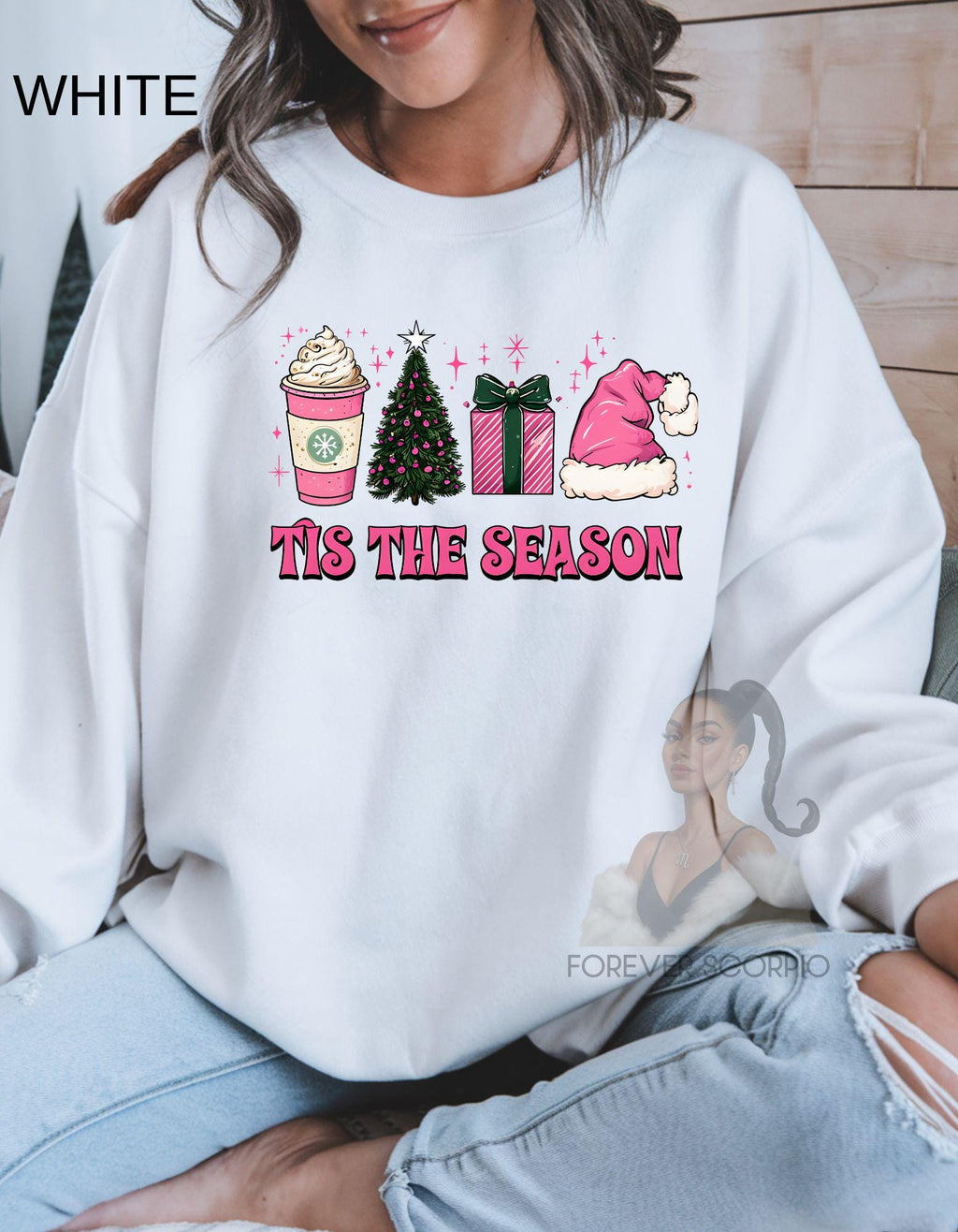Coquette Christmas Sweatshirt Women | Pink ’Tis the Season Pullover | Holiday Coffee Gift | Girls Girls Soft Aesthetic Shirt