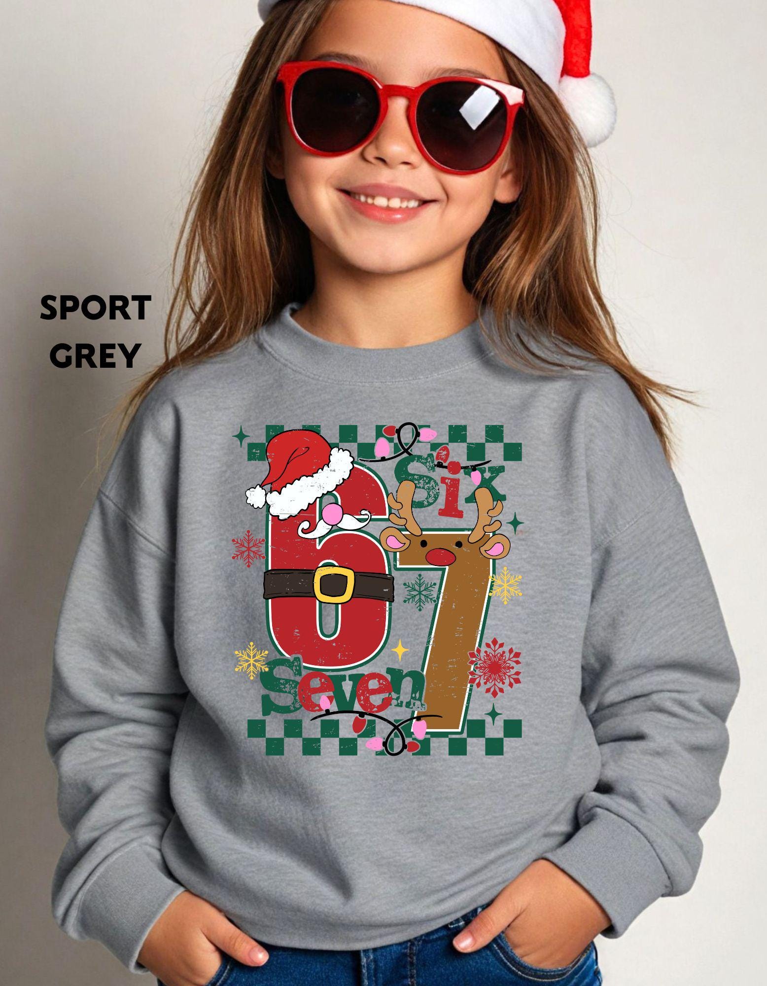 Six Seven Christmas Sweatshirt, Funny Holiday Meme Shirt, Santa Reindeer Crewneck, Viral TikTok Xmas Sweater, Festive Gift Top