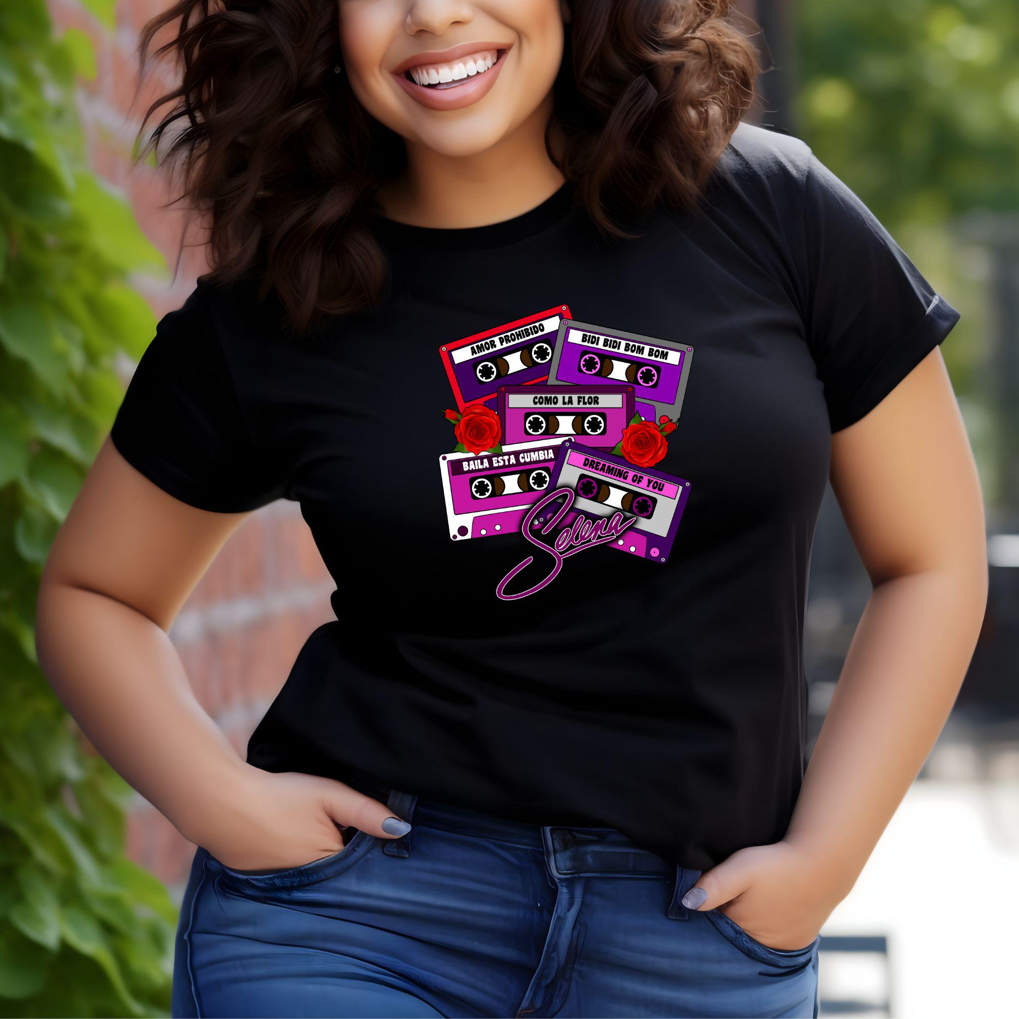 Retro Tejano Graphic Tee for Women, Vintage Selena Tribute Shirt, Latina-inspired Outfit, Selena Fan Gift Idea, Selena Songs Shirt