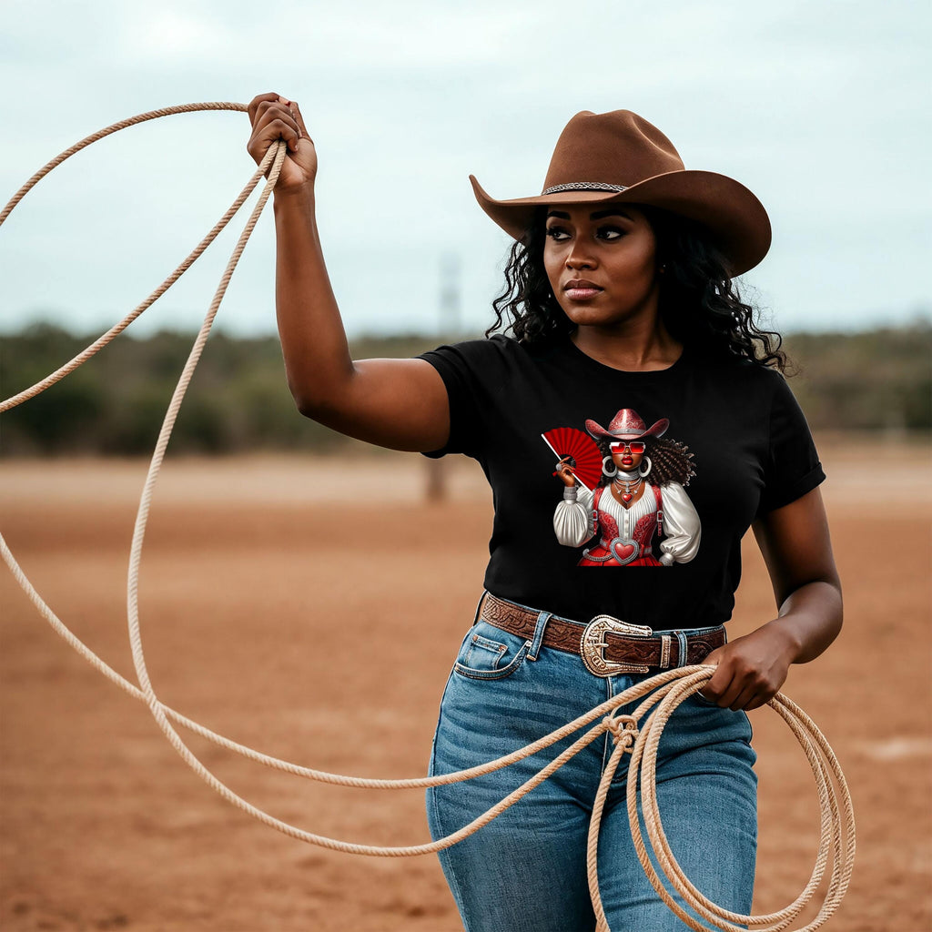 Where Them Fans At, Black Cowgirl T-Shirt, Trail Ride Rodeo Apparel, TikTok Dance Trend