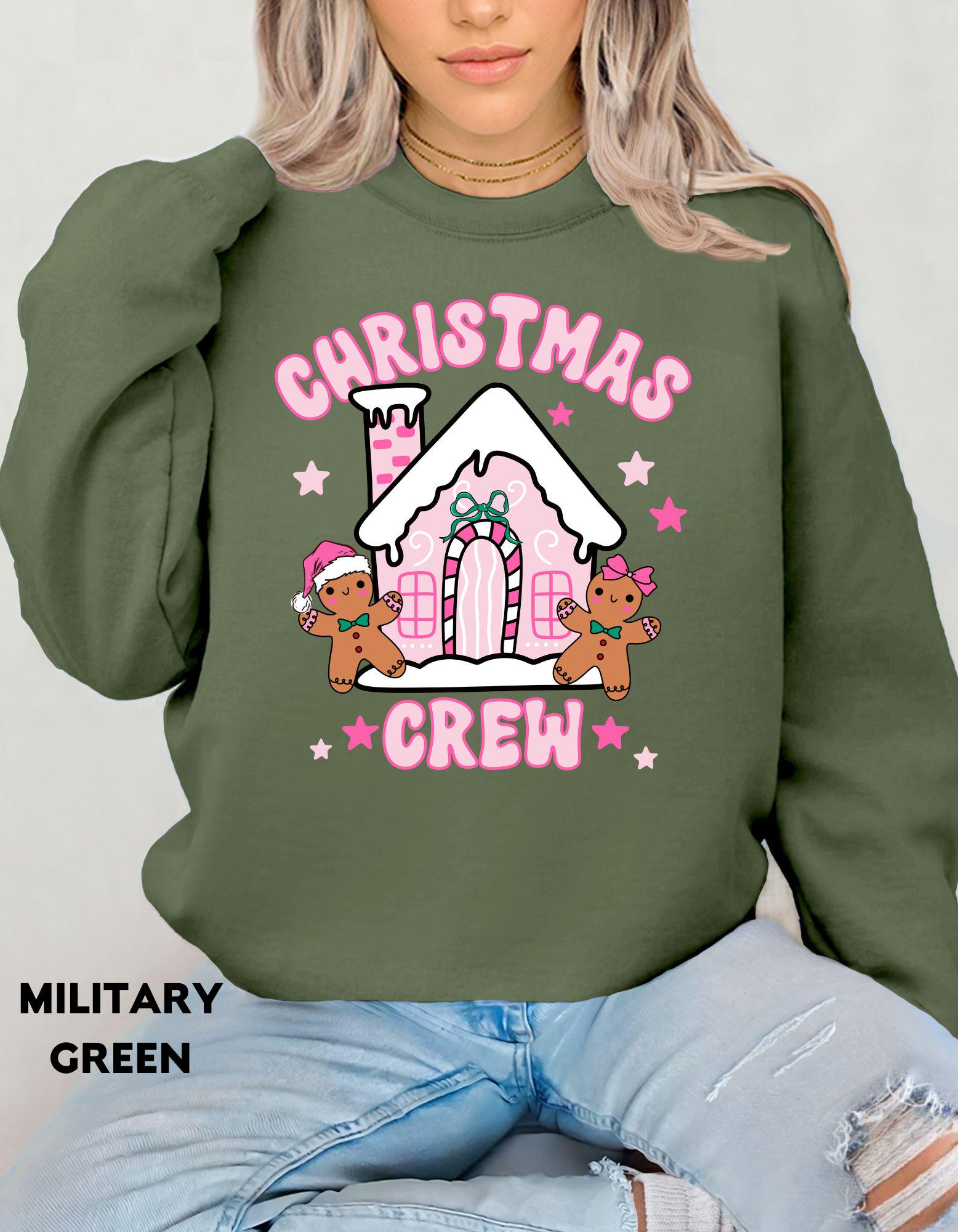 Girly Christmas Crew Sweatshirt, Pink Gingerbread House Shirt, Cute Holiday Crewneck, Matching Family Christmas Sweater, Cozy Festive Gift
