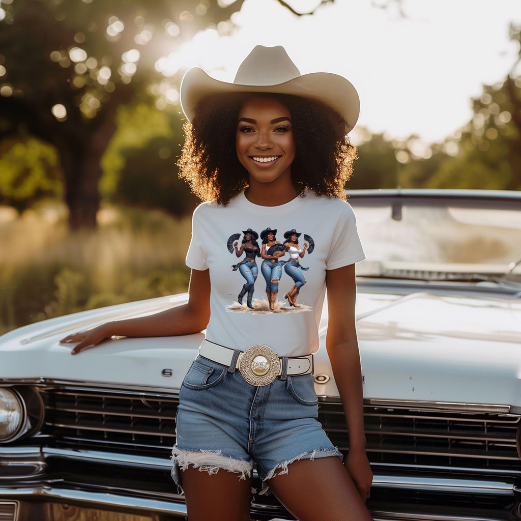 Boots On The Ground Black Cowgirl Cowboy T-Shirt,  Trail Ride Shirt, Where Them Fans At, TikTok Dance Trend Shirt