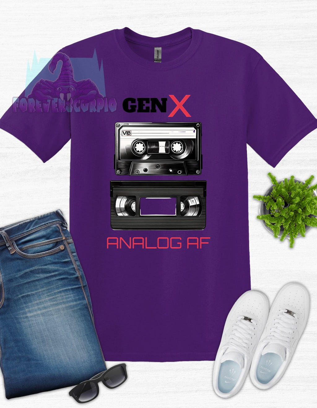 Gen X Analog AF T-Shirt | Funny Retro Cassette VHS Shirt for Men & Women | Gen X Nostalgia Tee Born 1965–1980 | 70s 80s Gift