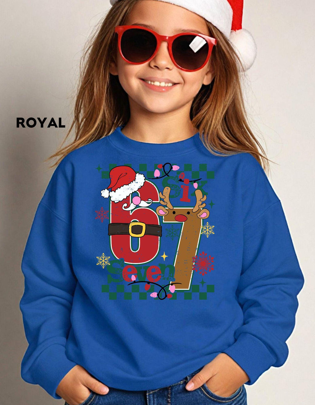 Six Seven Christmas Sweatshirt, Funny Holiday Meme Shirt, Santa Reindeer Crewneck, Viral TikTok Xmas Sweater, Festive Gift Top