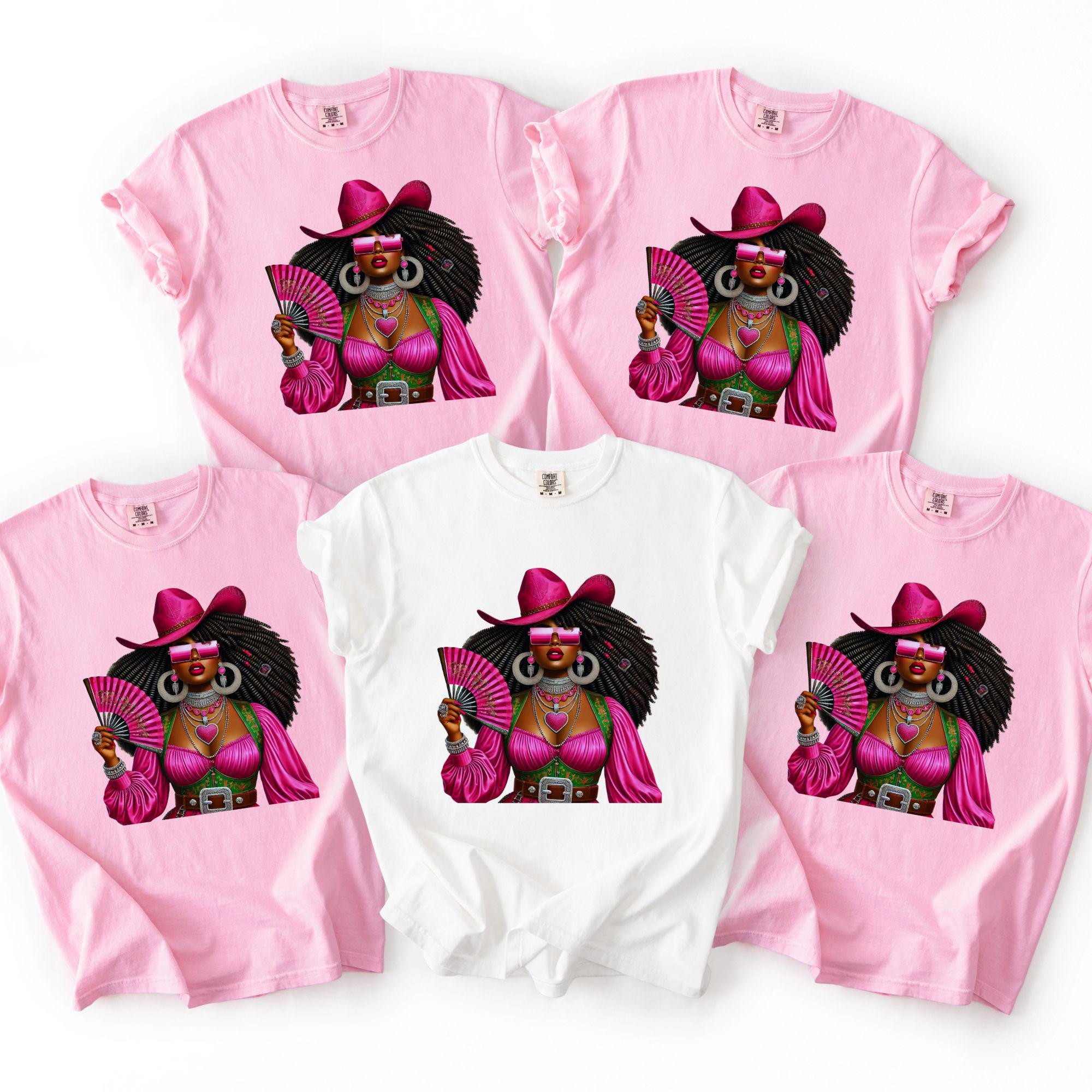 Woman With a Fan, Black Cowgirl Trail Ride Shirt, Cowgirl Graphic Tee