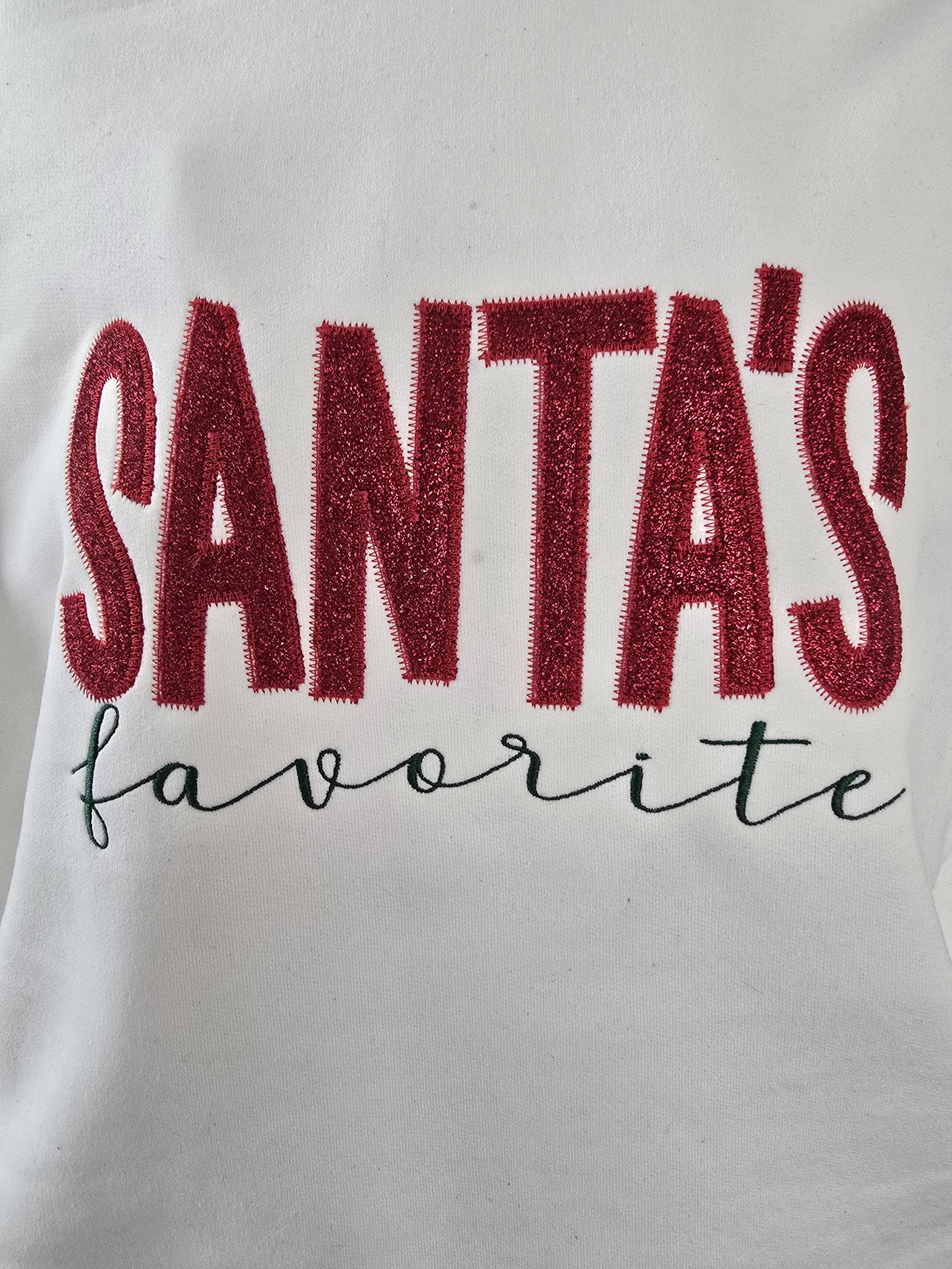 Funny Glitter Embroidered Christmas Sweatshirt, Holiday Party Outfit, Cozy Winter Shirt