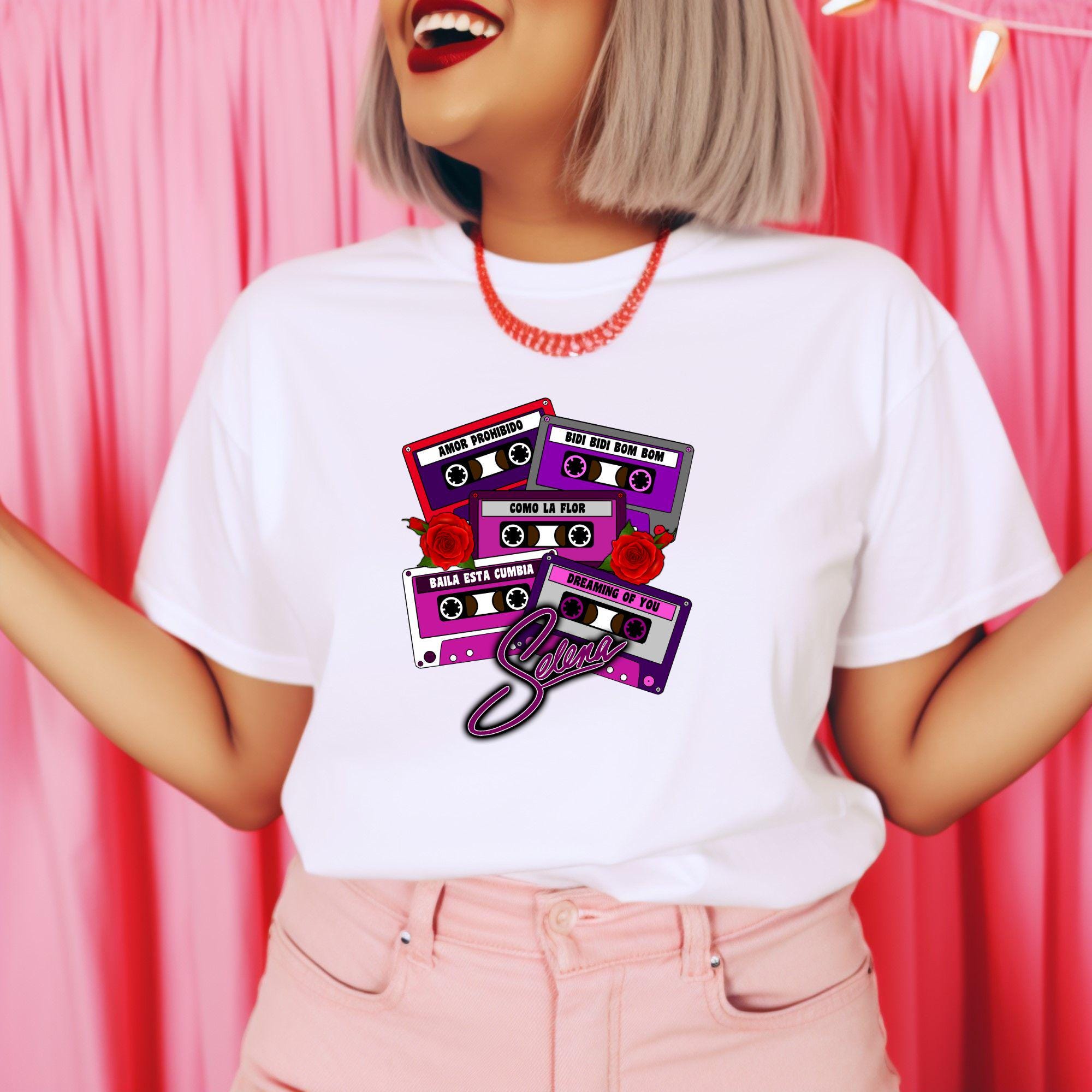 Retro Tejano Graphic Tee for Women, Vintage Selena Tribute Shirt, Latina-inspired Outfit, Selena Fan Gift Idea, Selena Songs Shirt