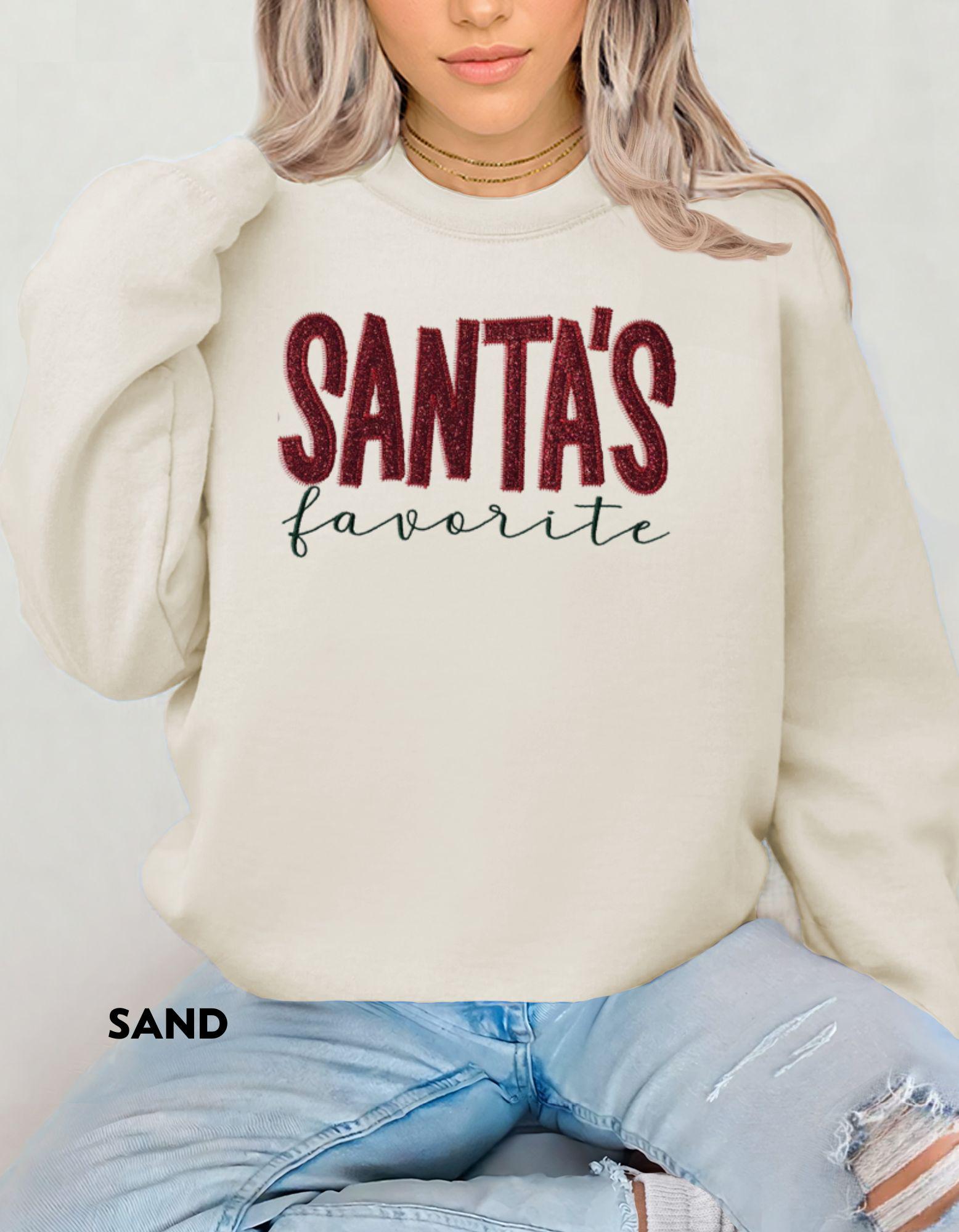 Funny Glitter Embroidered Christmas Sweatshirt, Holiday Party Outfit, Cozy Winter Shirt