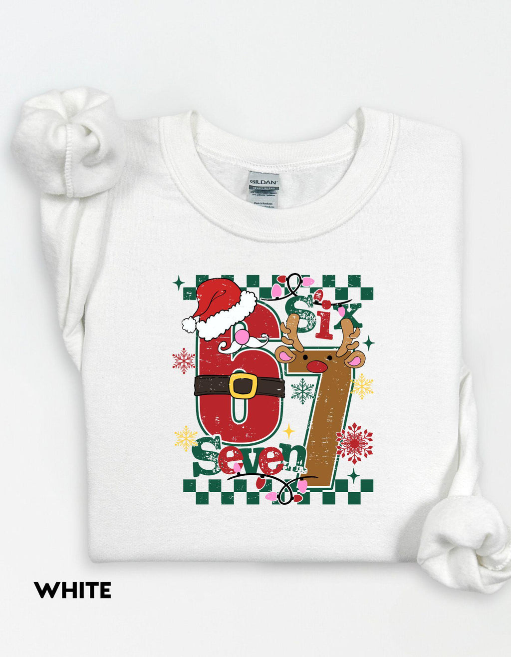 Six Seven Christmas Sweatshirt, Funny Holiday Meme Shirt, Santa Reindeer Crewneck, Viral TikTok Xmas Sweater, Festive Gift Top