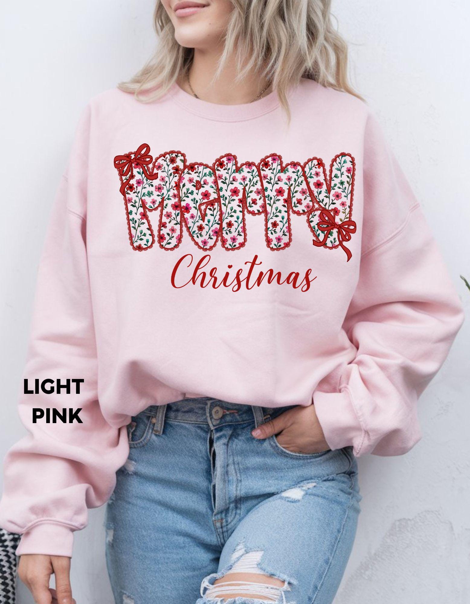 Floral Merry Christmas Sweatshirt, Vintage Holiday Crewneck, Cute Cozy Christmas Shirt, Winter Gift for Her, Festive Floral Sweater