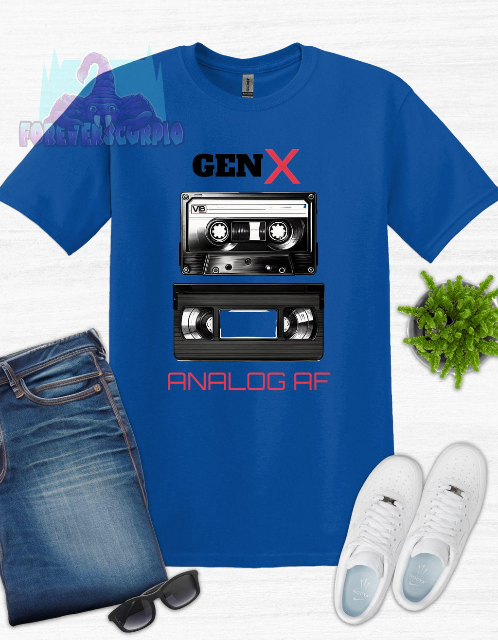 Gen X Analog AF T-Shirt | Funny Retro Cassette VHS Shirt for Men & Women | Gen X Nostalgia Tee Born 1965–1980 | 70s 80s Gift