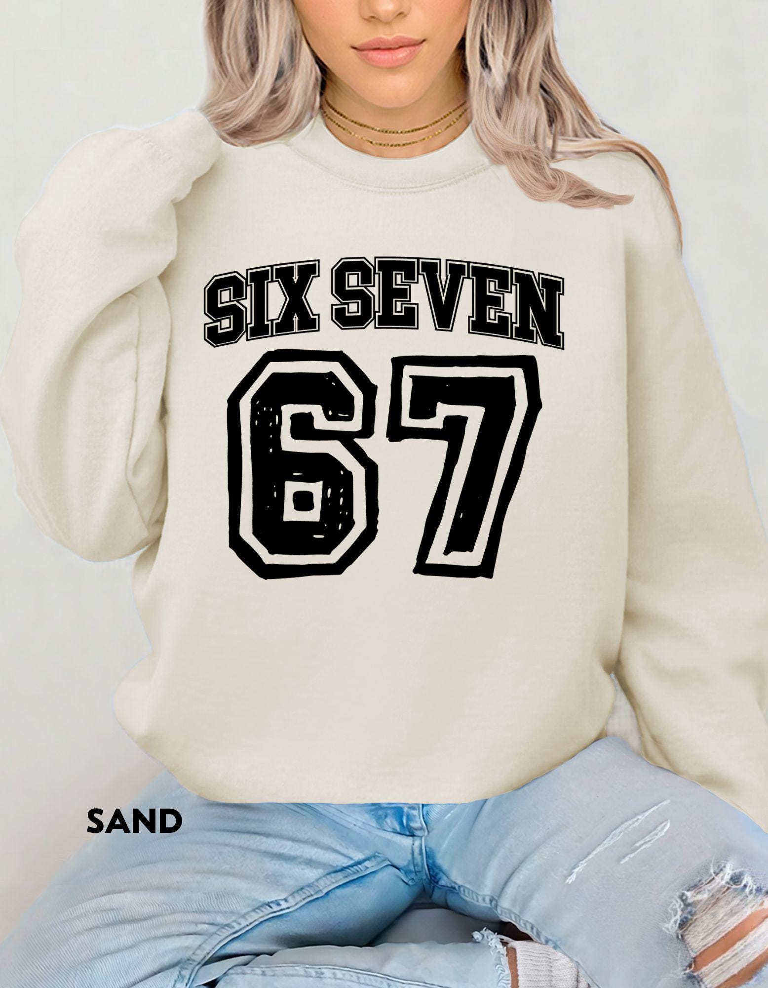 Six Seven, Funny Viral TikTok Shirt, 67 Crewneck, Unisex Graphic Sweatshirt, Trendy Meme Shirt