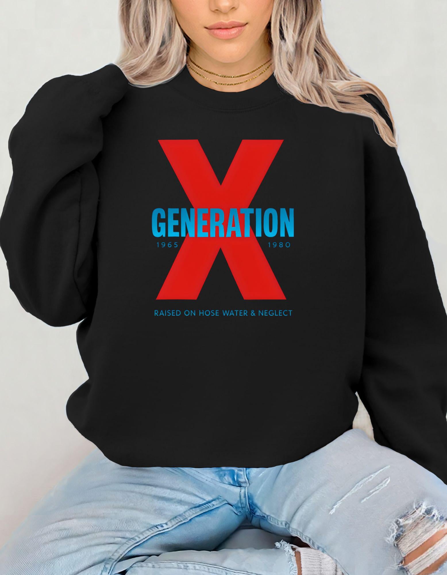 Generation X Sweatshirt | Funny Retro Crewneck for Men  Women Born 1965–1980 | Gen X Nostalgia Shirt