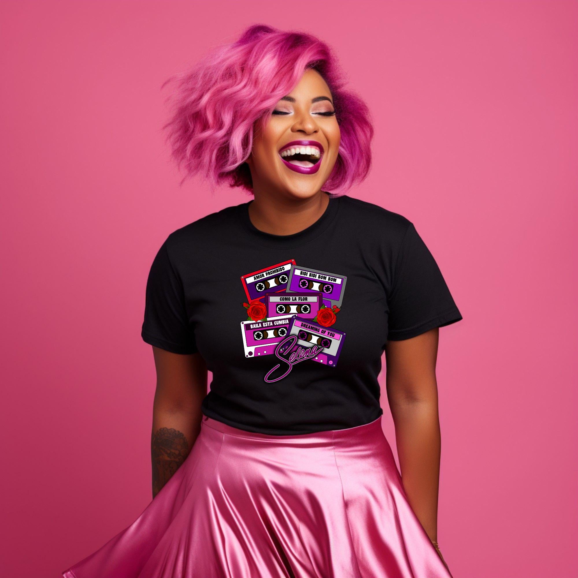 Retro Tejano Graphic Tee for Women, Vintage Selena Tribute Shirt, Latina-inspired Outfit, Selena Fan Gift Idea, Selena Songs Shirt