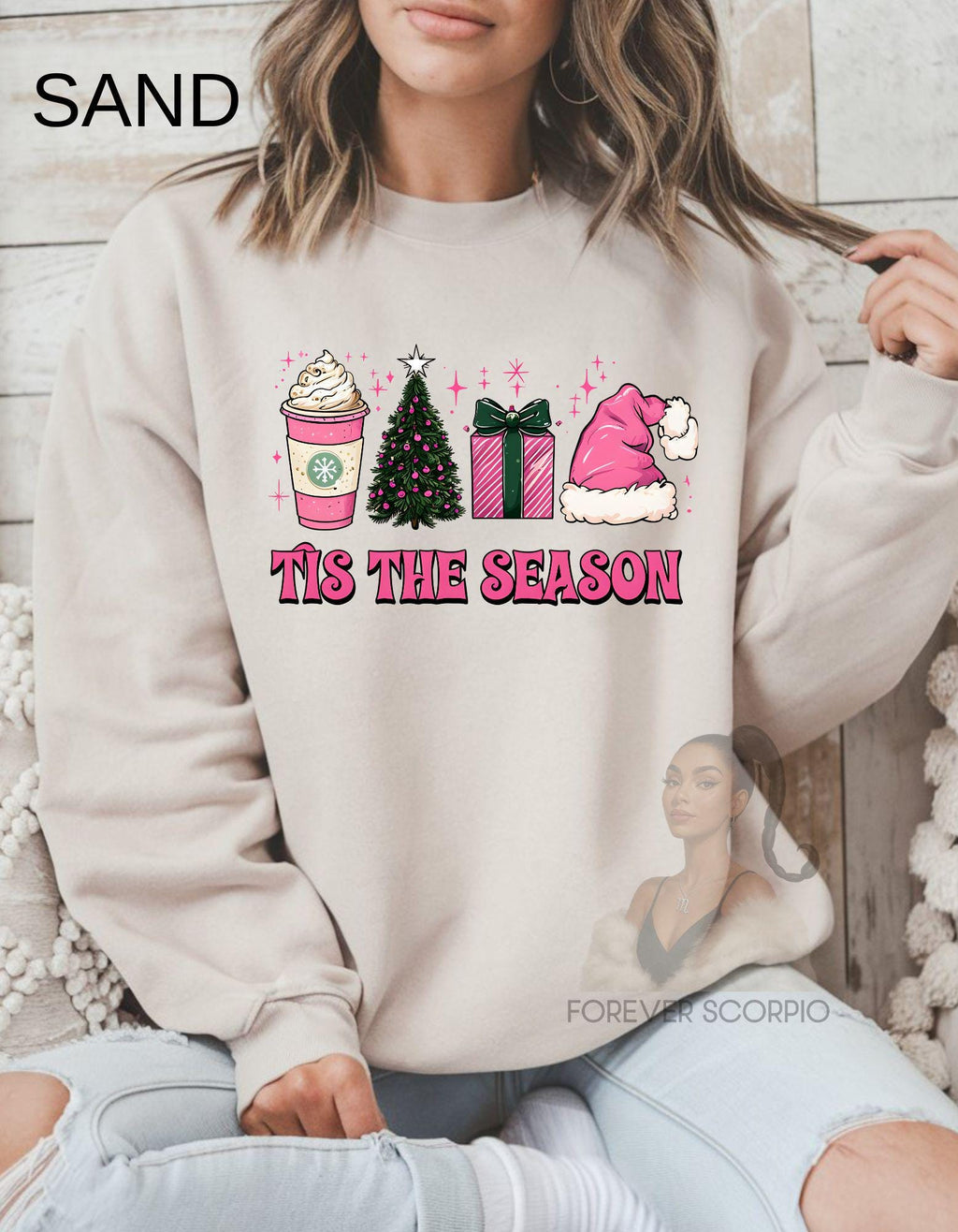 Coquette Christmas Sweatshirt Women | Pink ’Tis the Season Pullover | Holiday Coffee Gift | Girls Girls Soft Aesthetic Shirt
