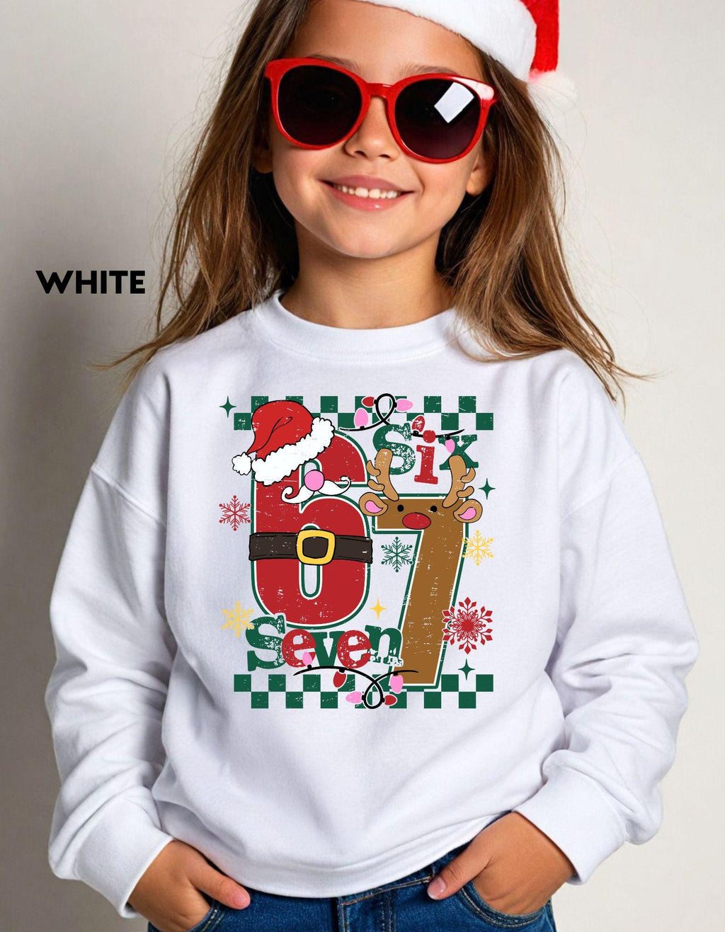 Six Seven Christmas Sweatshirt, Funny Holiday Meme Shirt, Santa Reindeer Crewneck, Viral TikTok Xmas Sweater, Festive Gift Top