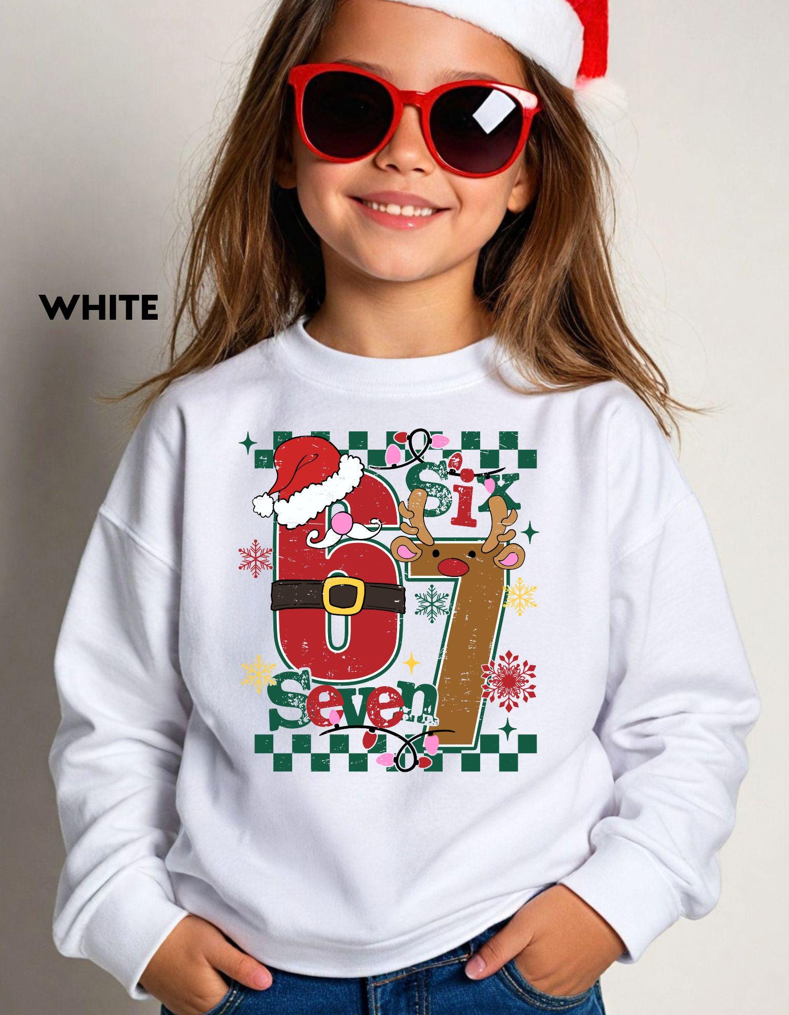 Six Seven Christmas Sweatshirt, Funny Holiday Meme Shirt, Santa Reindeer Crewneck, Viral TikTok Xmas Sweater, Festive Gift Top