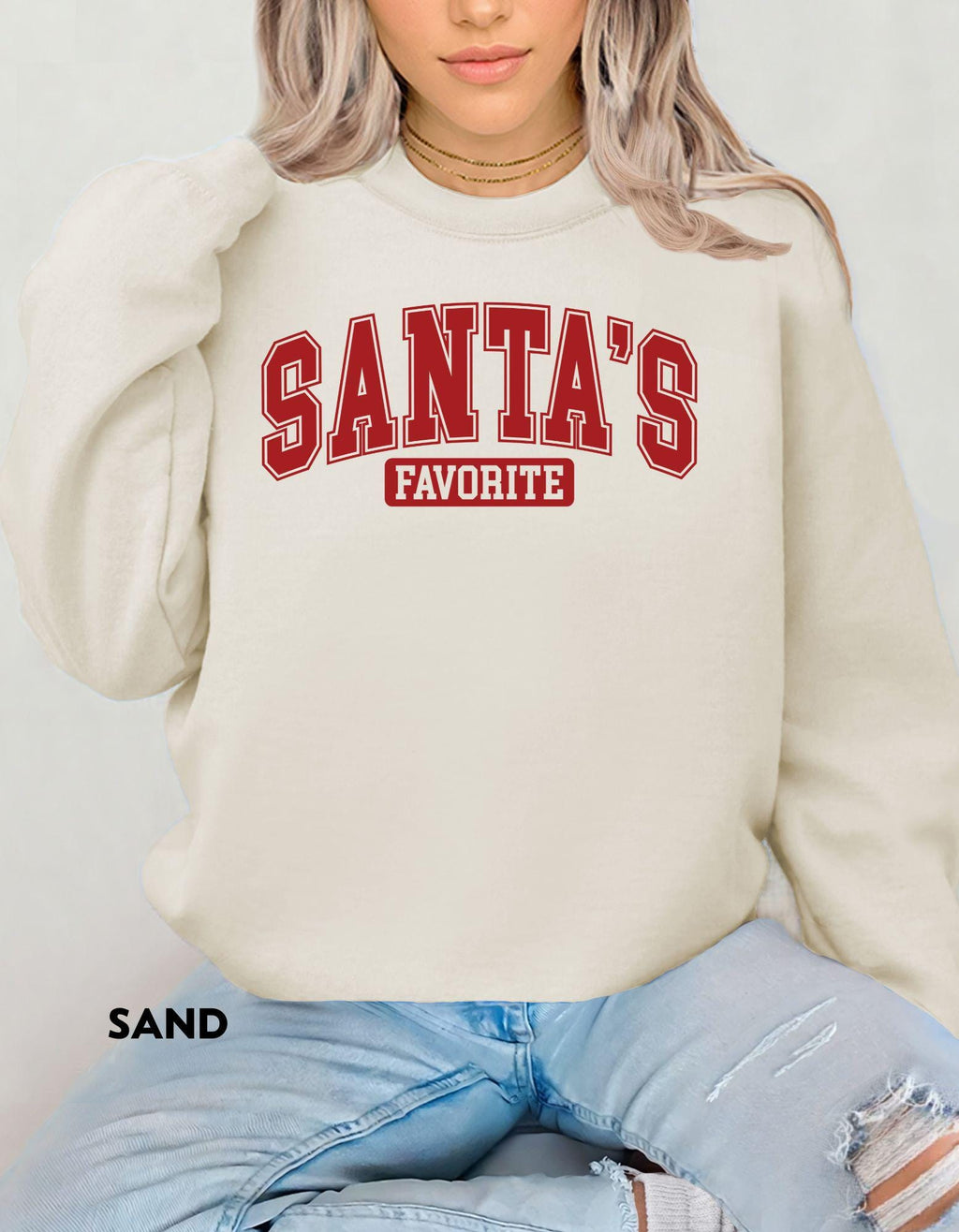 Santa’s Favorite Sweatshirt, Christmas Crewneck, Holiday Graphic Shirt, Cute Christmas Outfit, Festive Cozy Sweater, Gift for Her