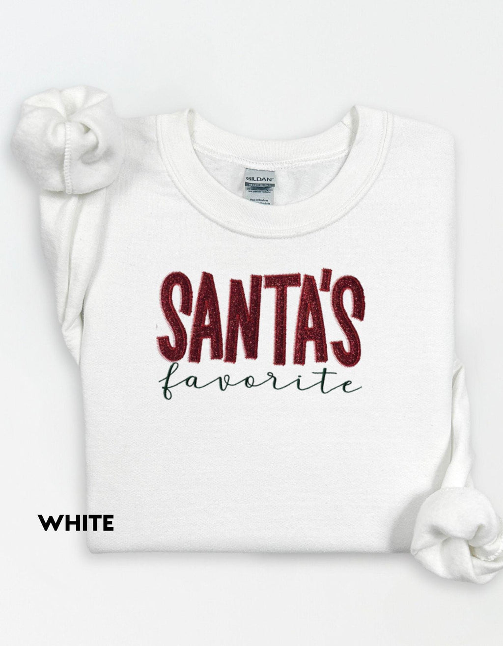 Funny Glitter Embroidered Christmas Sweatshirt, Holiday Party Outfit, Cozy Winter Shirt