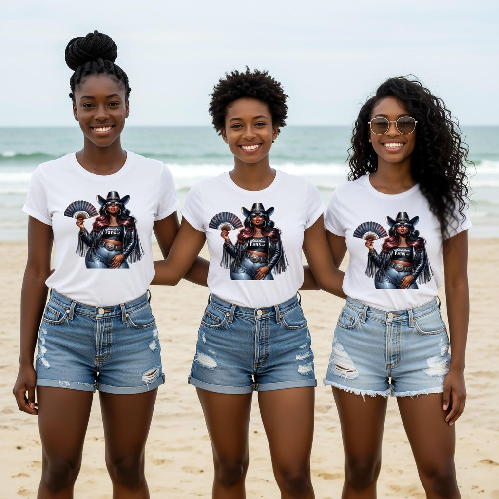 Where Them Fans At, Boots On The Ground Black Cowgirl T-Shirt, Trail Ride Rodeo Apparel, TikTok Dance Trend, Southern Cowgirl Fashion