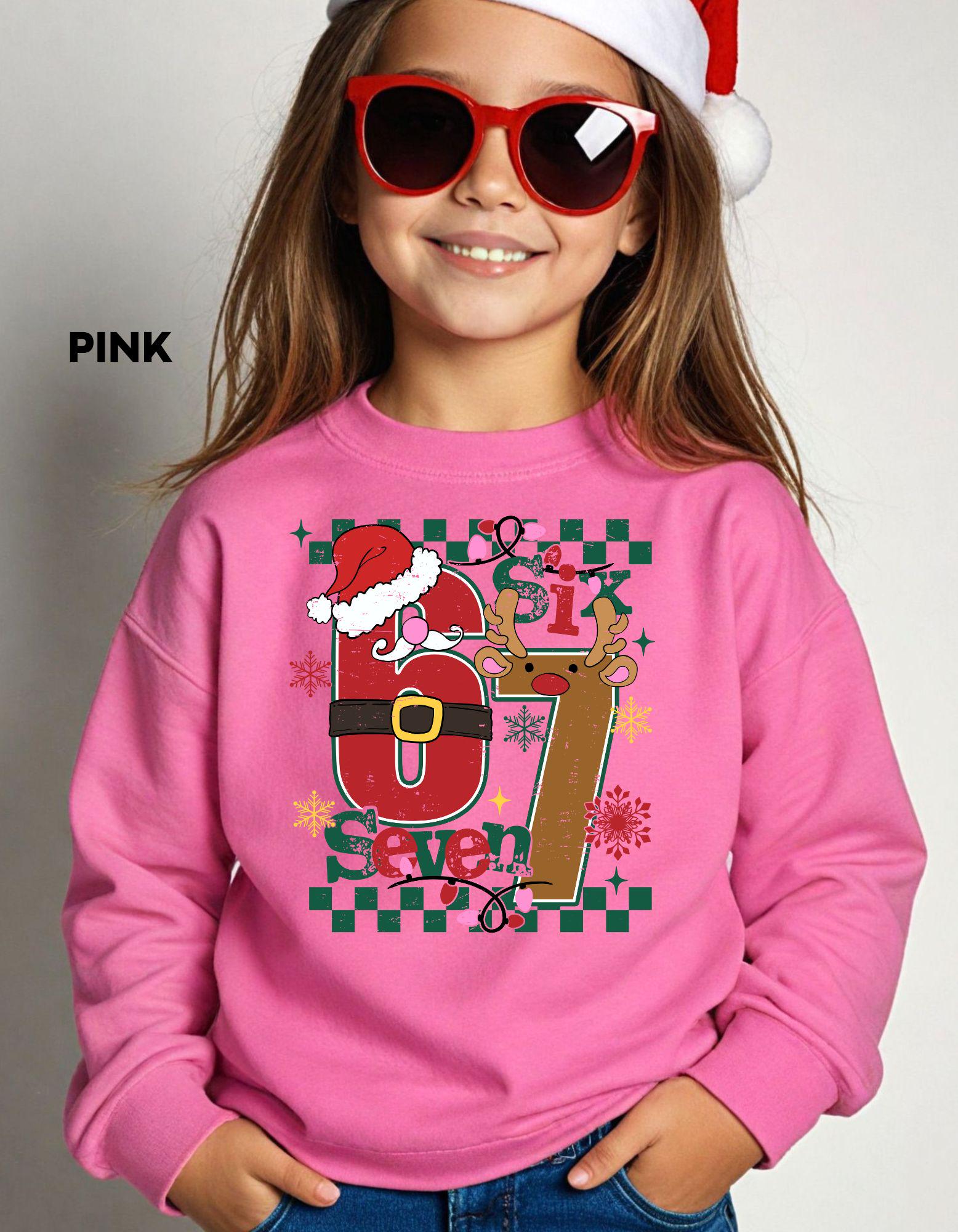 Six Seven Christmas Sweatshirt, Funny Holiday Meme Shirt, Santa Reindeer Crewneck, Viral TikTok Xmas Sweater, Festive Gift Top
