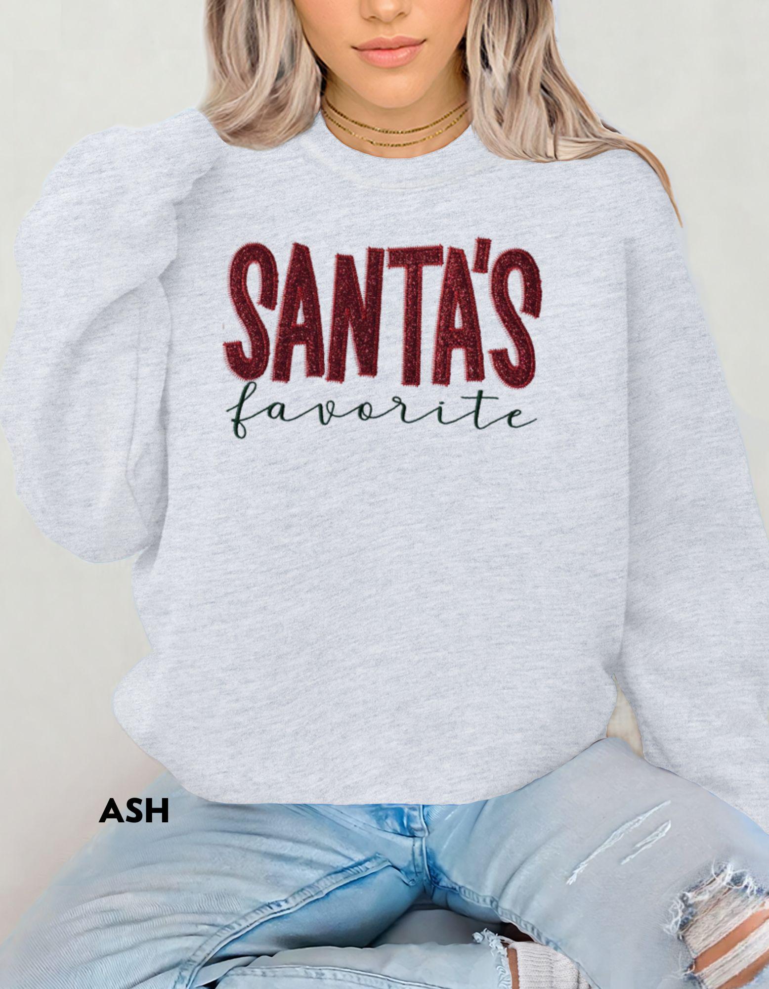 Funny Glitter Embroidered Christmas Sweatshirt, Holiday Party Outfit, Cozy Winter Shirt