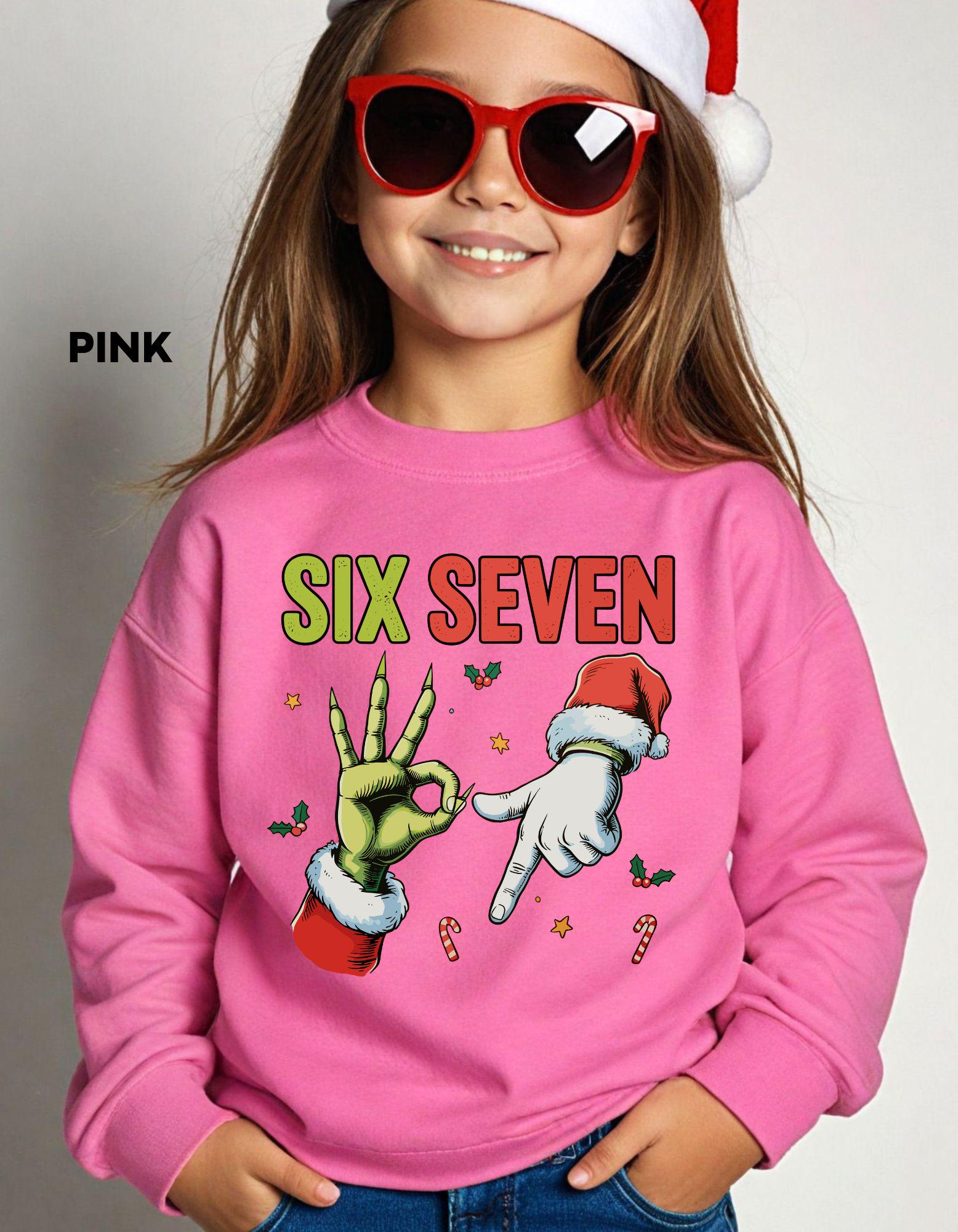 Six Seven Christmas Sweatshirt, Funny Holiday Meme Shirt, Grinch Hand Crewneck, Santa Humor Sweater, Viral TikTok Xmas Shirt
