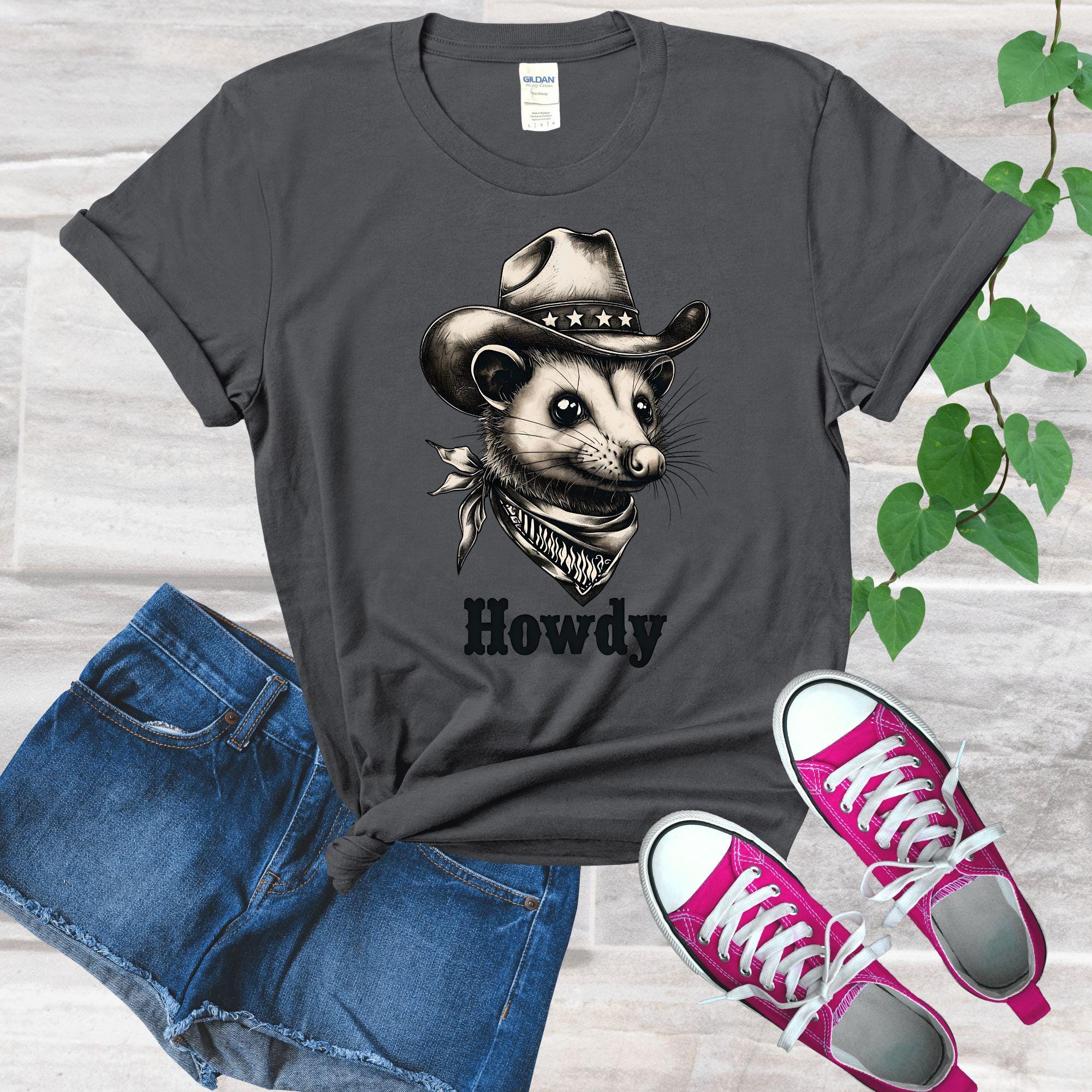 Cowboy Possum T-Shirt, Funny Country Western Shirt, Cute Rodeo Critter Tee, Howdy Graphic Tee, Southern Humor Animal Shirt