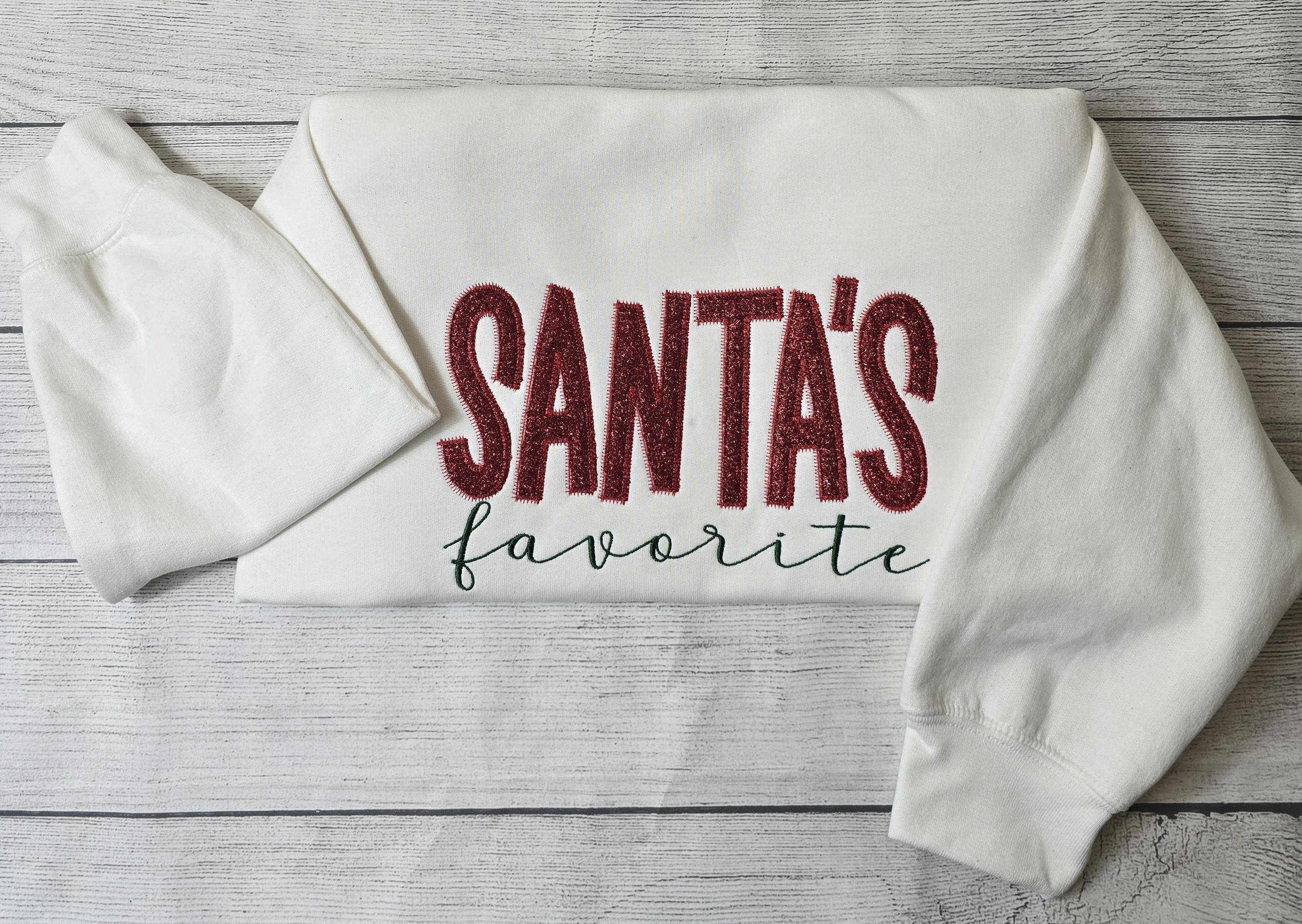 Funny Glitter Embroidered Christmas Sweatshirt, Holiday Party Outfit, Cozy Winter Shirt