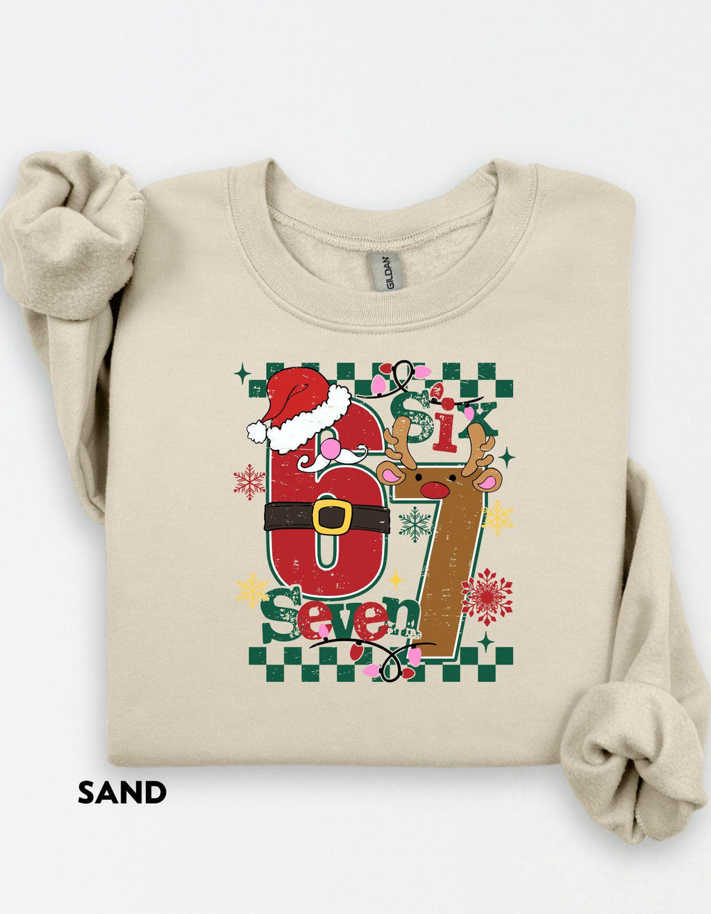 Six Seven Christmas Sweatshirt, Funny Holiday Meme Shirt, Santa Reindeer Crewneck, Viral TikTok Xmas Sweater, Festive Gift Top