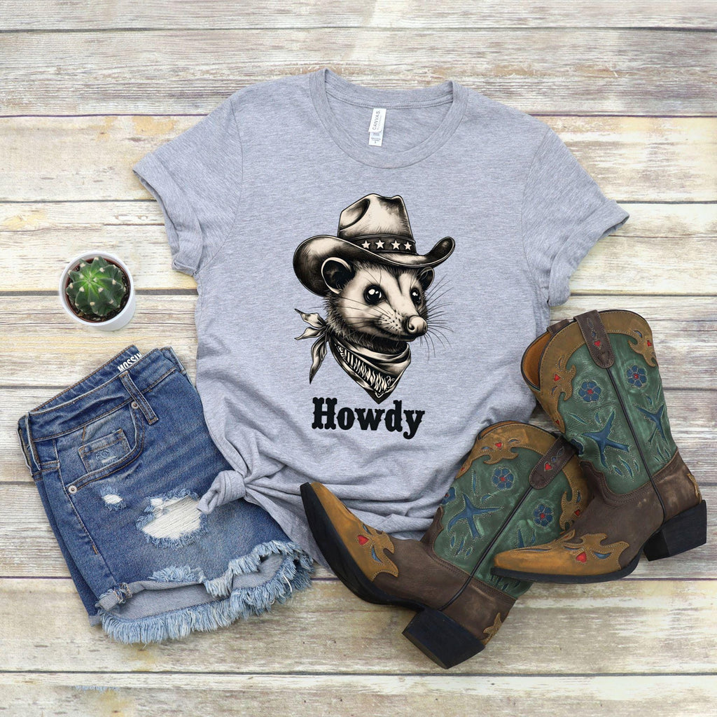 Cowboy Possum T-Shirt, Funny Country Western Shirt, Cute Rodeo Critter Tee, Howdy Graphic Tee, Southern Humor Animal Shirt