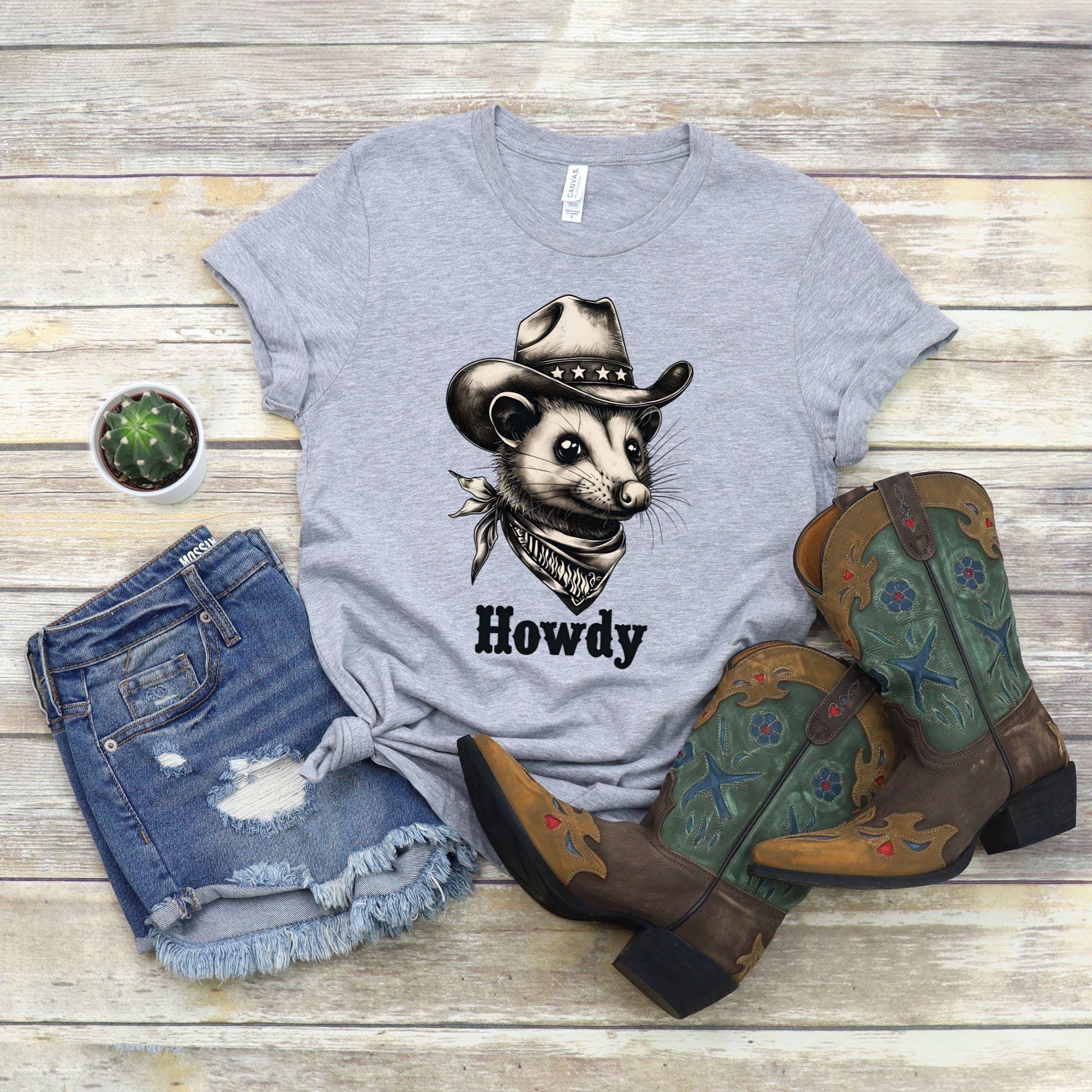 Cowboy Possum T-Shirt, Funny Country Western Shirt, Cute Rodeo Critter Tee, Howdy Graphic Tee, Southern Humor Animal Shirt