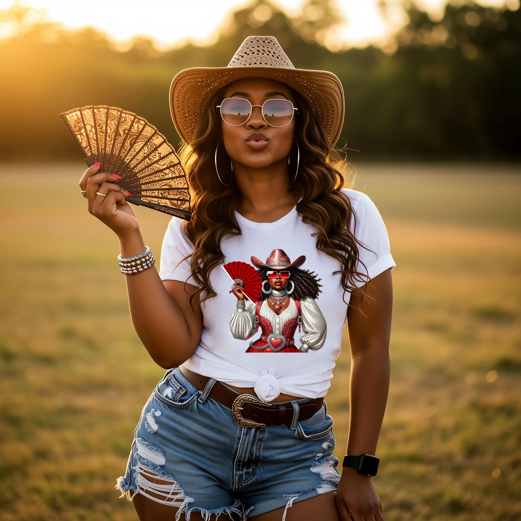 Where Them Fans At, Black Cowgirl T-Shirt, Trail Ride Rodeo Apparel, TikTok Dance Trend