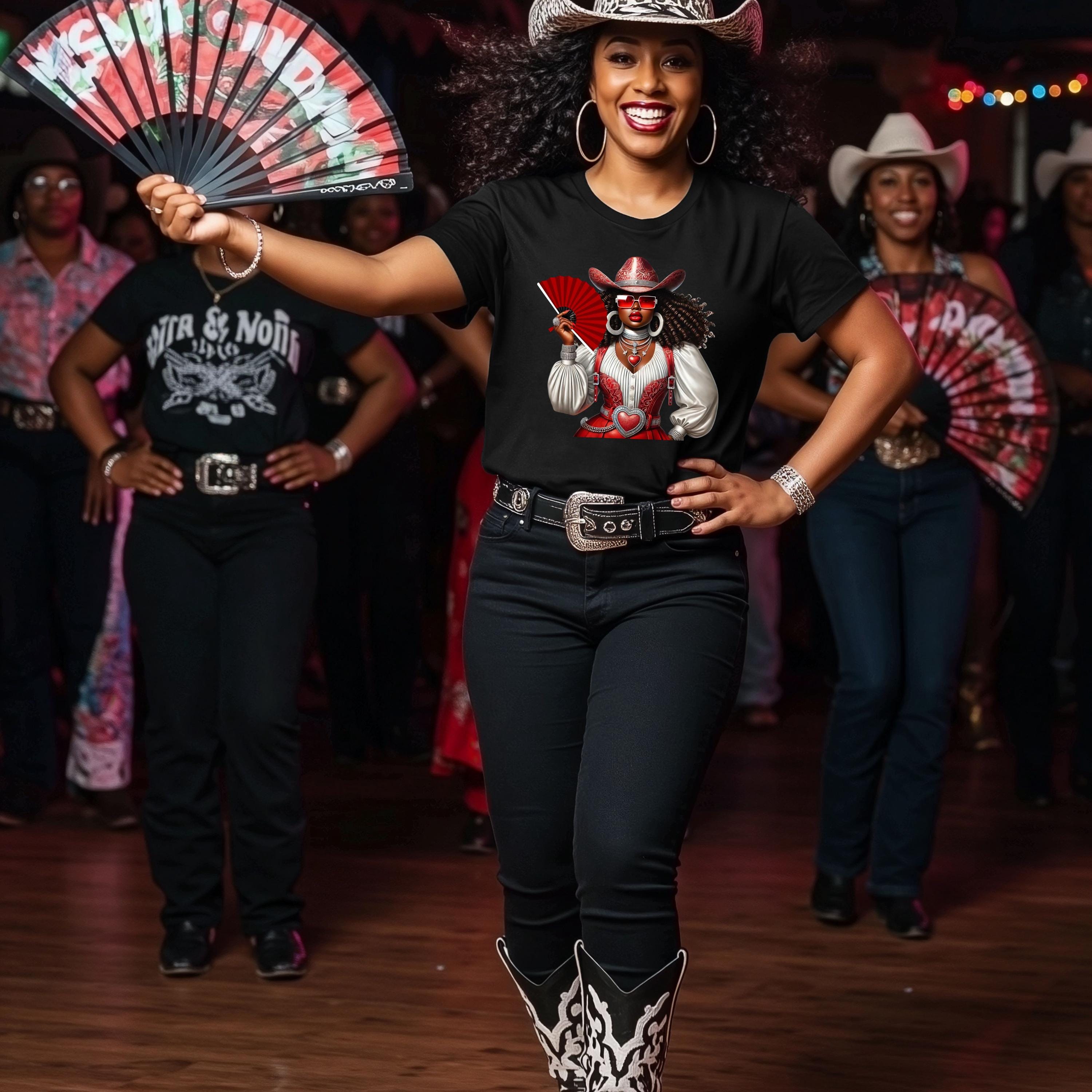 Where Them Fans At, Black Cowgirl T-Shirt, Trail Ride Rodeo Apparel, TikTok Dance Trend
