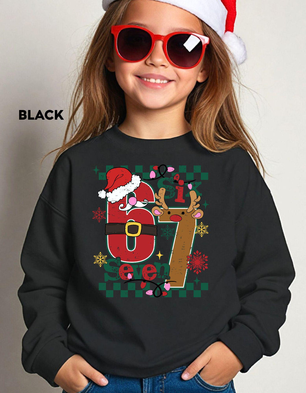 Six Seven Christmas Sweatshirt, Funny Holiday Meme Shirt, Santa Reindeer Crewneck, Viral TikTok Xmas Sweater, Festive Gift Top