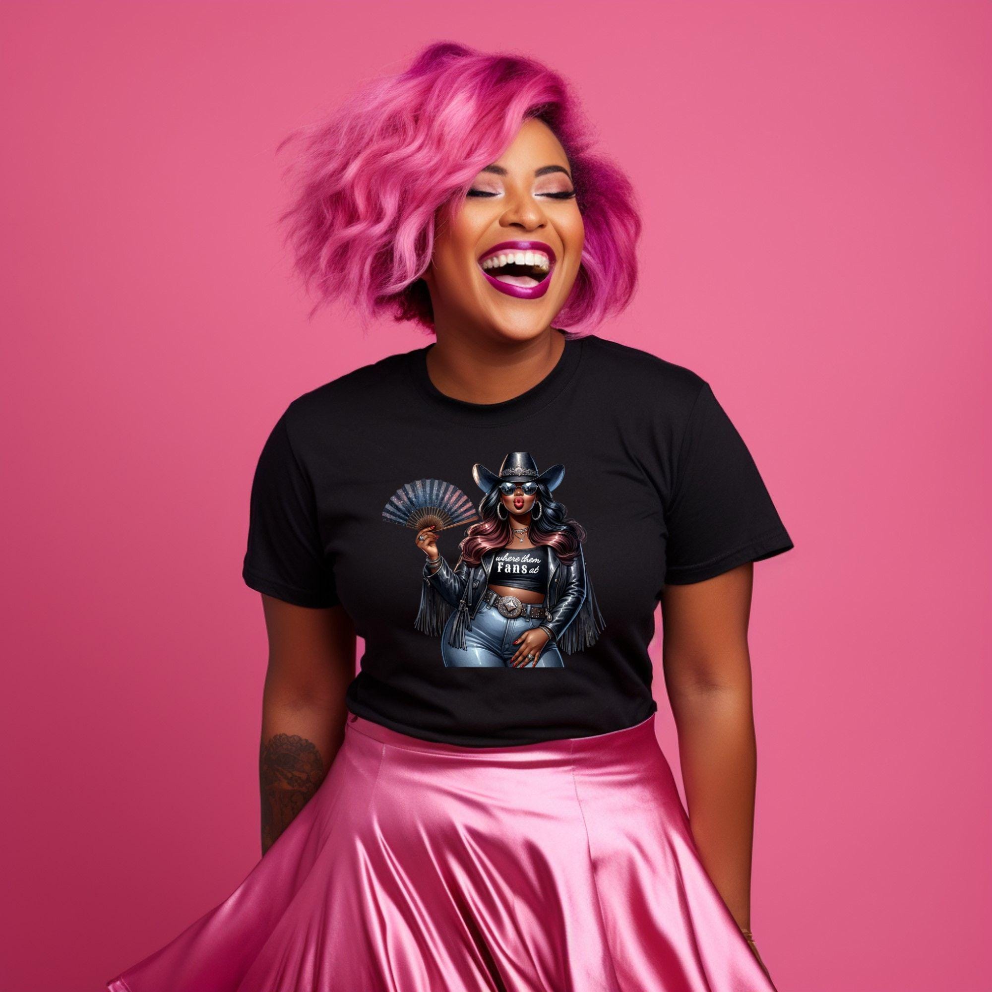 Where Them Fans At, Boots On The Ground Black Cowgirl T-Shirt, Trail Ride Rodeo Apparel, TikTok Dance Trend, Southern Cowgirl Fashion