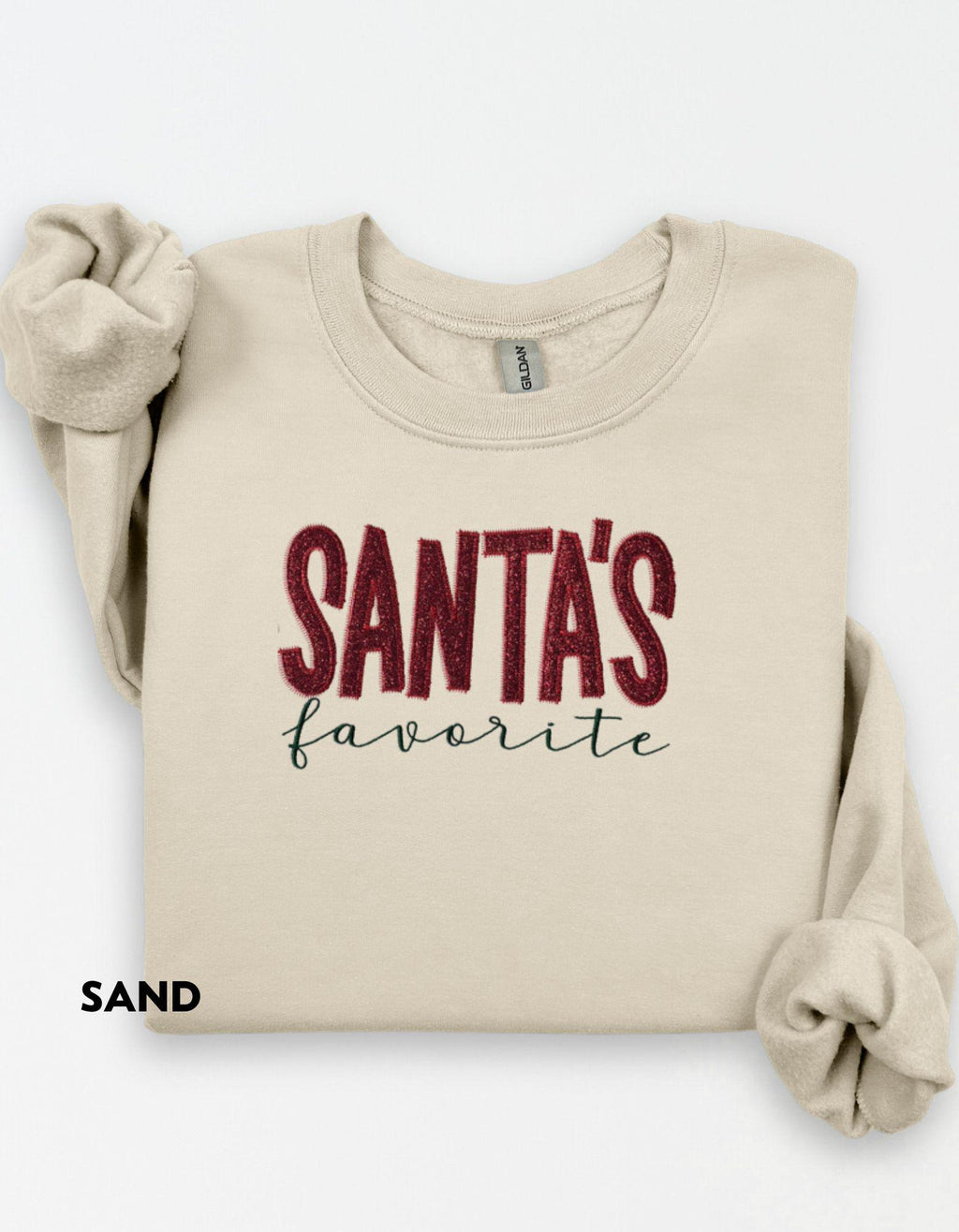 Funny Glitter Embroidered Christmas Sweatshirt, Holiday Party Outfit, Cozy Winter Shirt