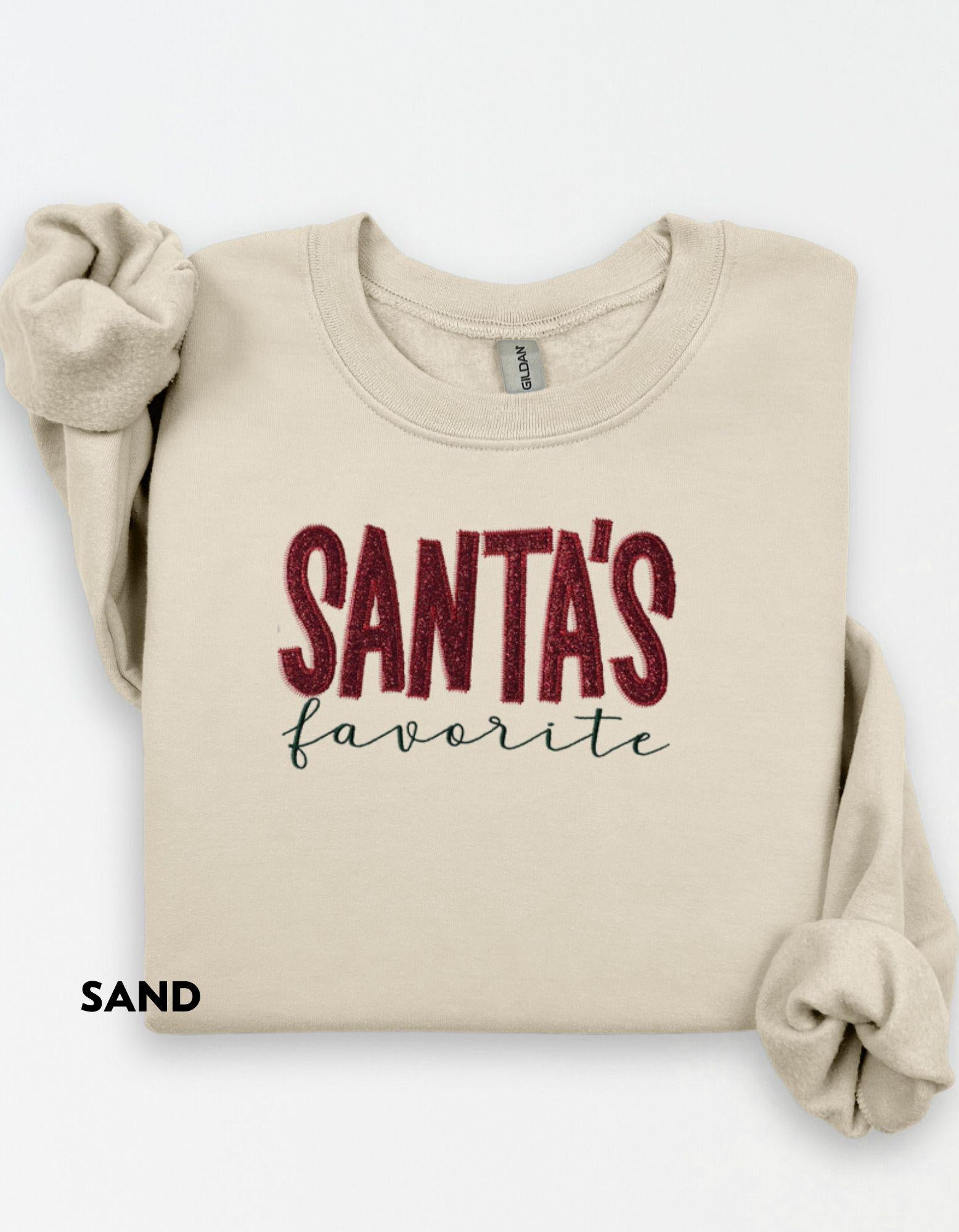 Funny Glitter Embroidered Christmas Sweatshirt, Holiday Party Outfit, Cozy Winter Shirt