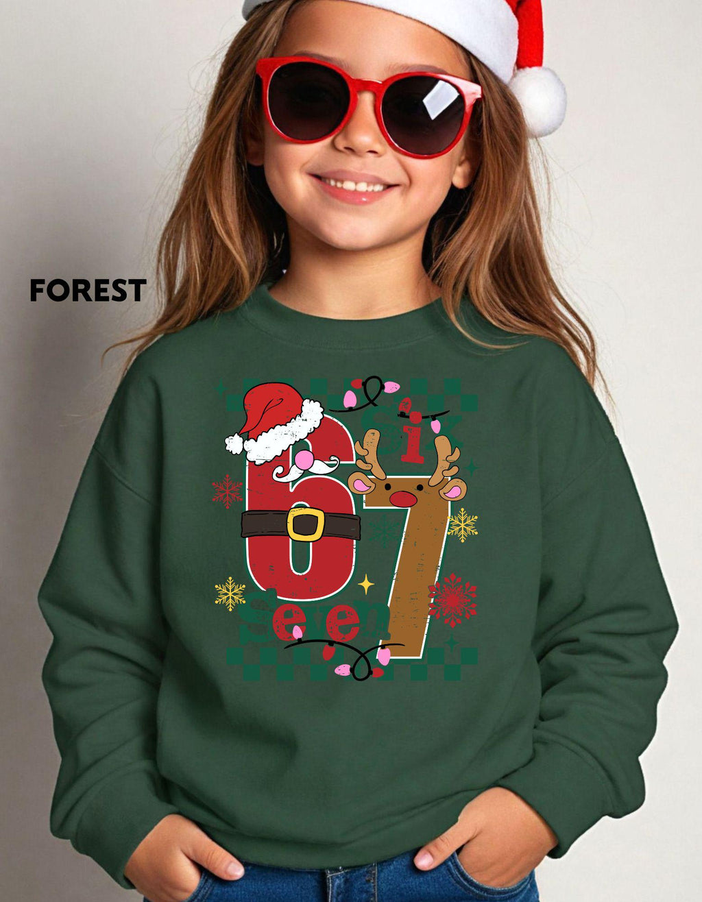 Six Seven Christmas Sweatshirt, Funny Holiday Meme Shirt, Santa Reindeer Crewneck, Viral TikTok Xmas Sweater, Festive Gift Top
