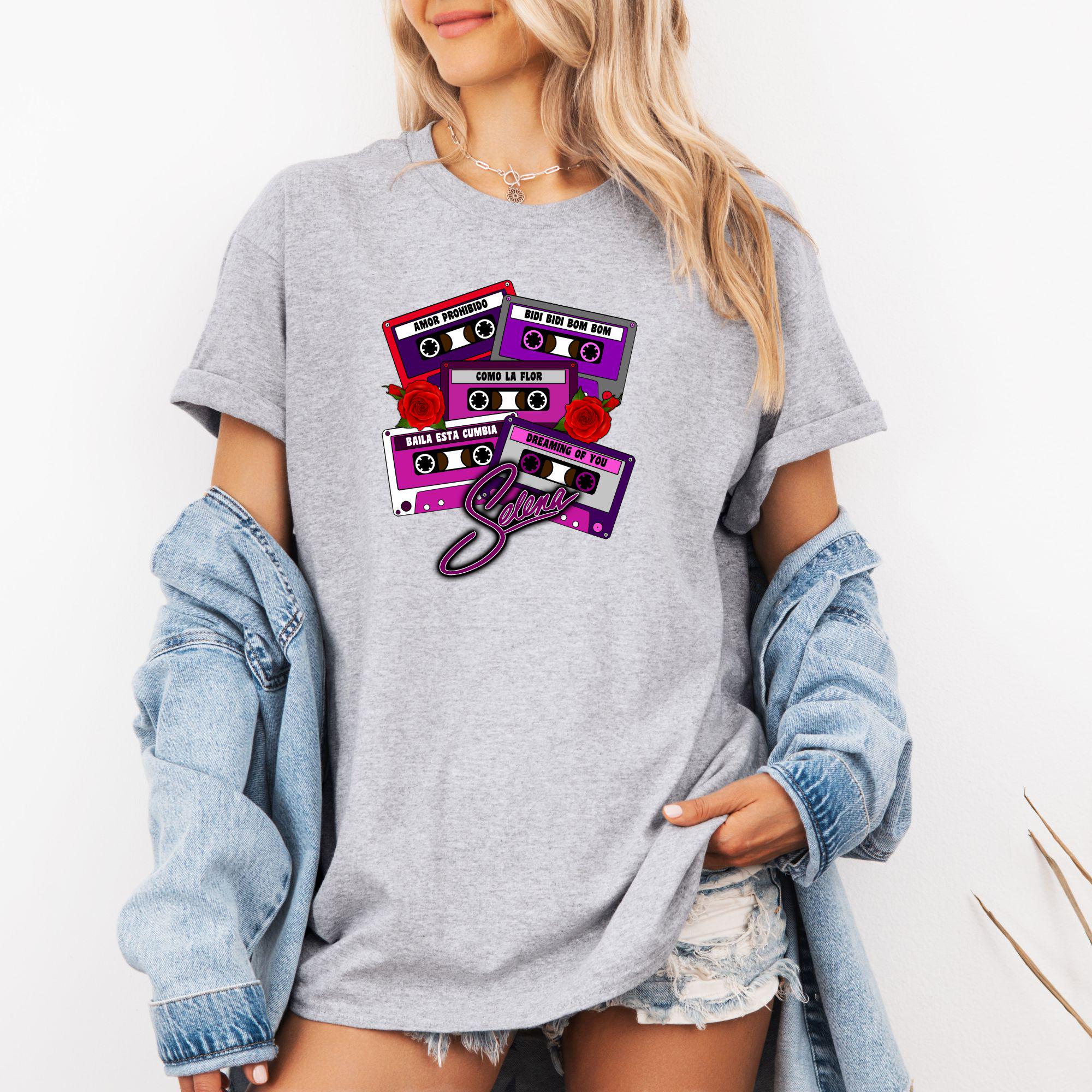 Retro Tejano Graphic Tee for Women, Vintage Selena Tribute Shirt, Latina-inspired Outfit, Selena Fan Gift Idea, Selena Songs Shirt