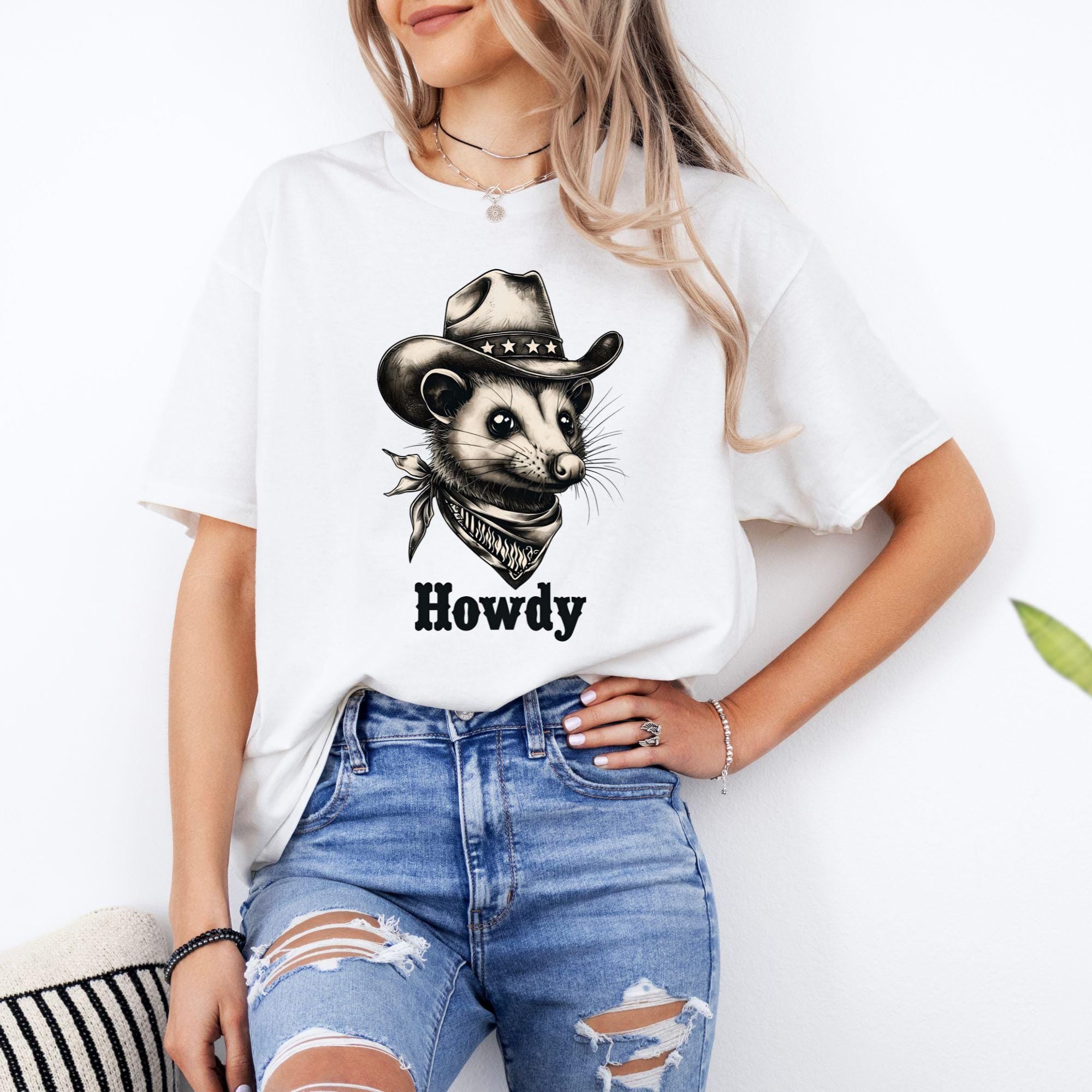 Cowboy Possum T-Shirt, Funny Country Western Shirt, Cute Rodeo Critter Tee, Howdy Graphic Tee, Southern Humor Animal Shirt