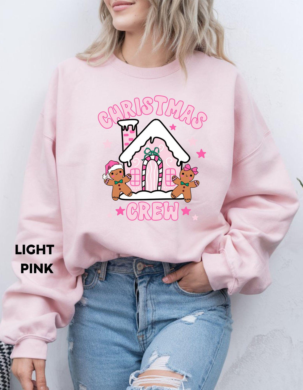 Girly Christmas Crew Sweatshirt, Pink Gingerbread House Shirt, Cute Holiday Crewneck, Matching Family Christmas Sweater, Cozy Festive Gift