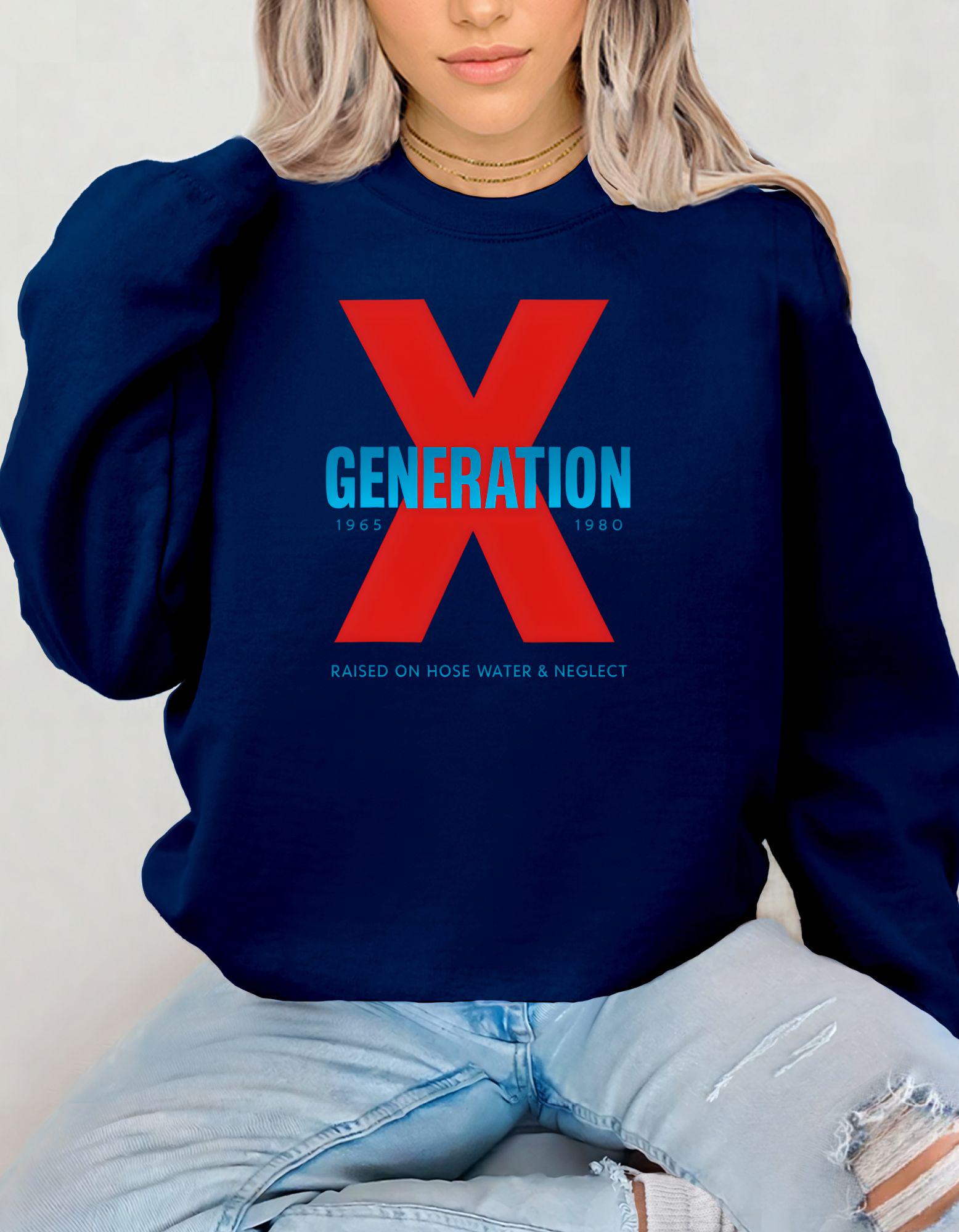 Generation X Sweatshirt | Funny Retro Crewneck for Men  Women Born 1965–1980 | Gen X Nostalgia Shirt