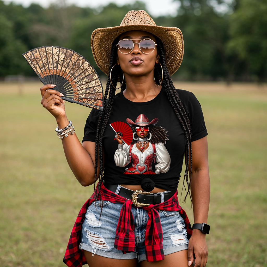 Where Them Fans At, Black Cowgirl T-Shirt, Trail Ride Rodeo Apparel, TikTok Dance Trend