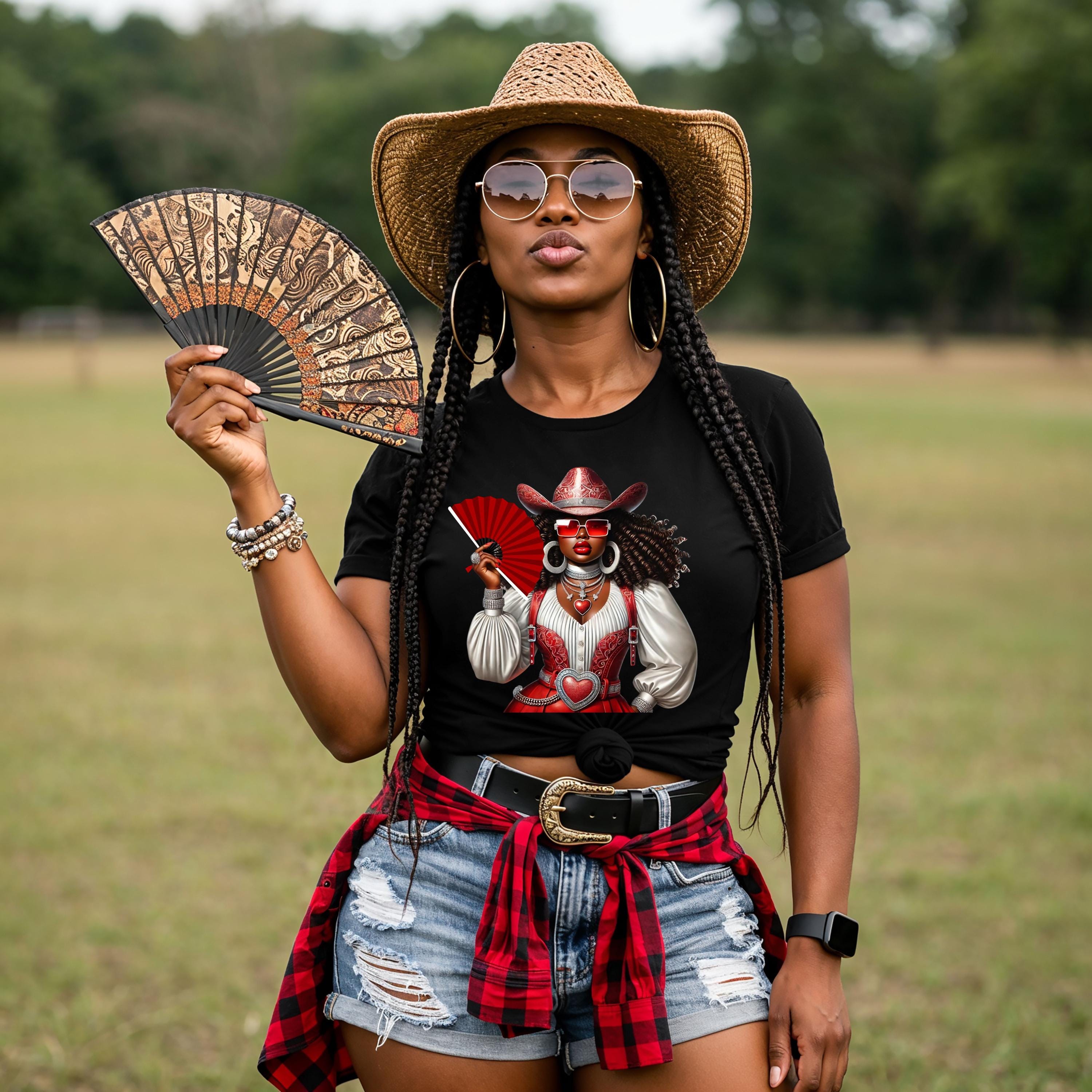 Where Them Fans At, Black Cowgirl T-Shirt, Trail Ride Rodeo Apparel, TikTok Dance Trend