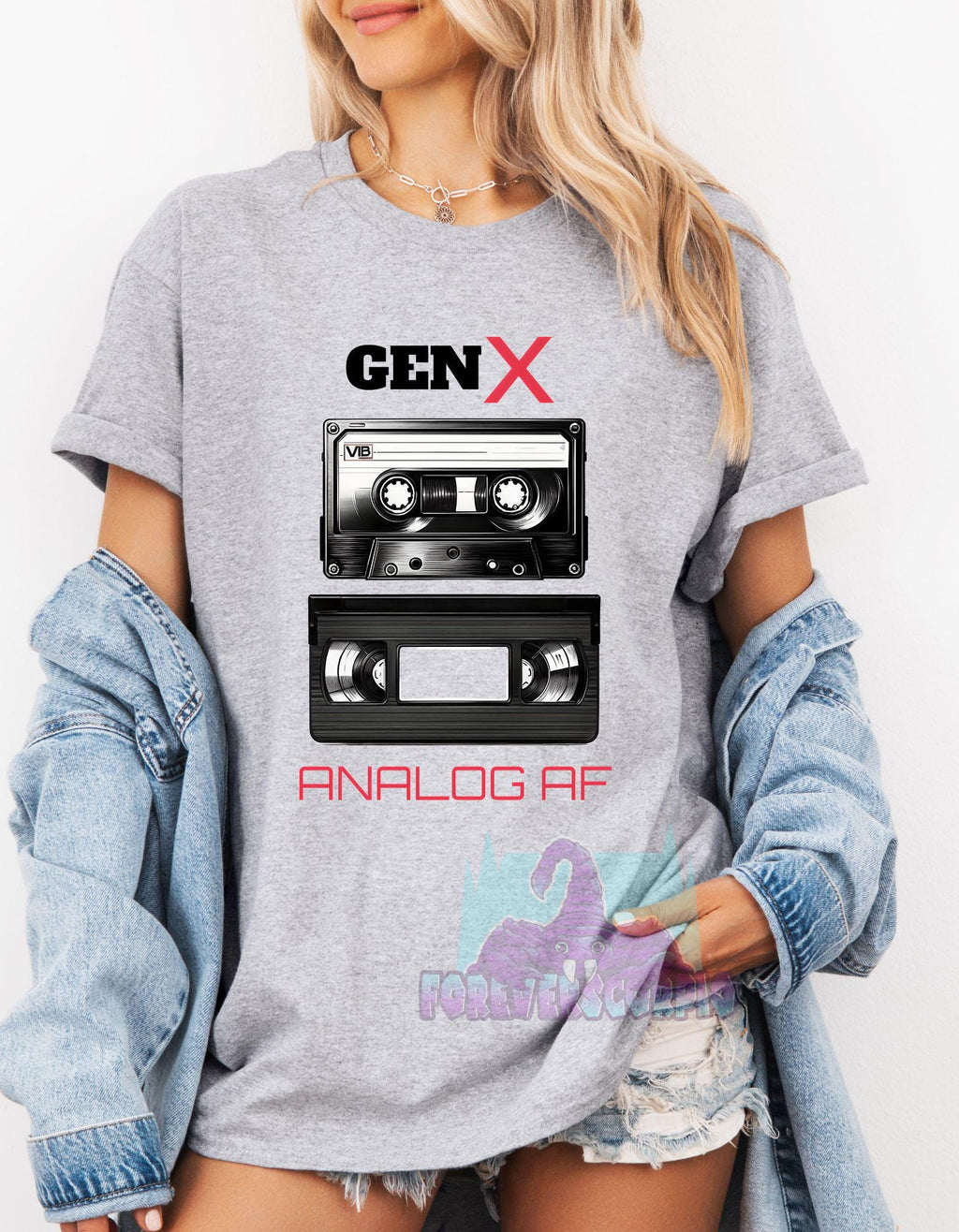 Gen X Analog AF T-Shirt | Funny Retro Cassette VHS Shirt for Men & Women | Gen X Nostalgia Tee Born 1965–1980 | 70s 80s Gift