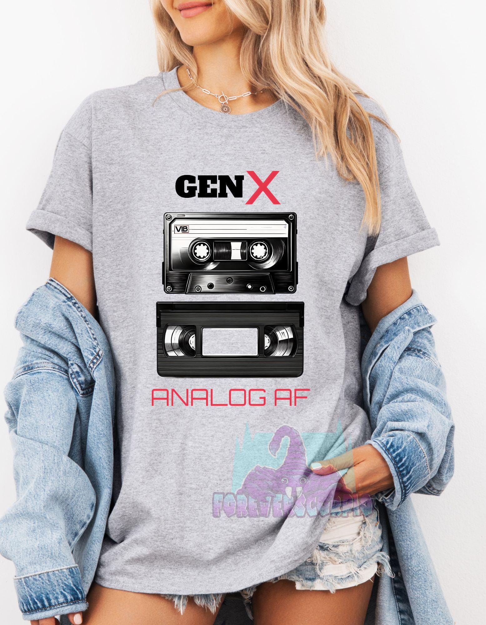 Gen X Analog AF T-Shirt | Funny Retro Cassette VHS Shirt for Men & Women | Gen X Nostalgia Tee Born 1965–1980 | 70s 80s Gift