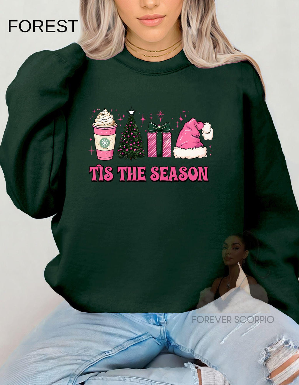 Coquette Christmas Sweatshirt Women | Pink ’Tis the Season Pullover | Holiday Coffee Gift | Girls Girls Soft Aesthetic Shirt